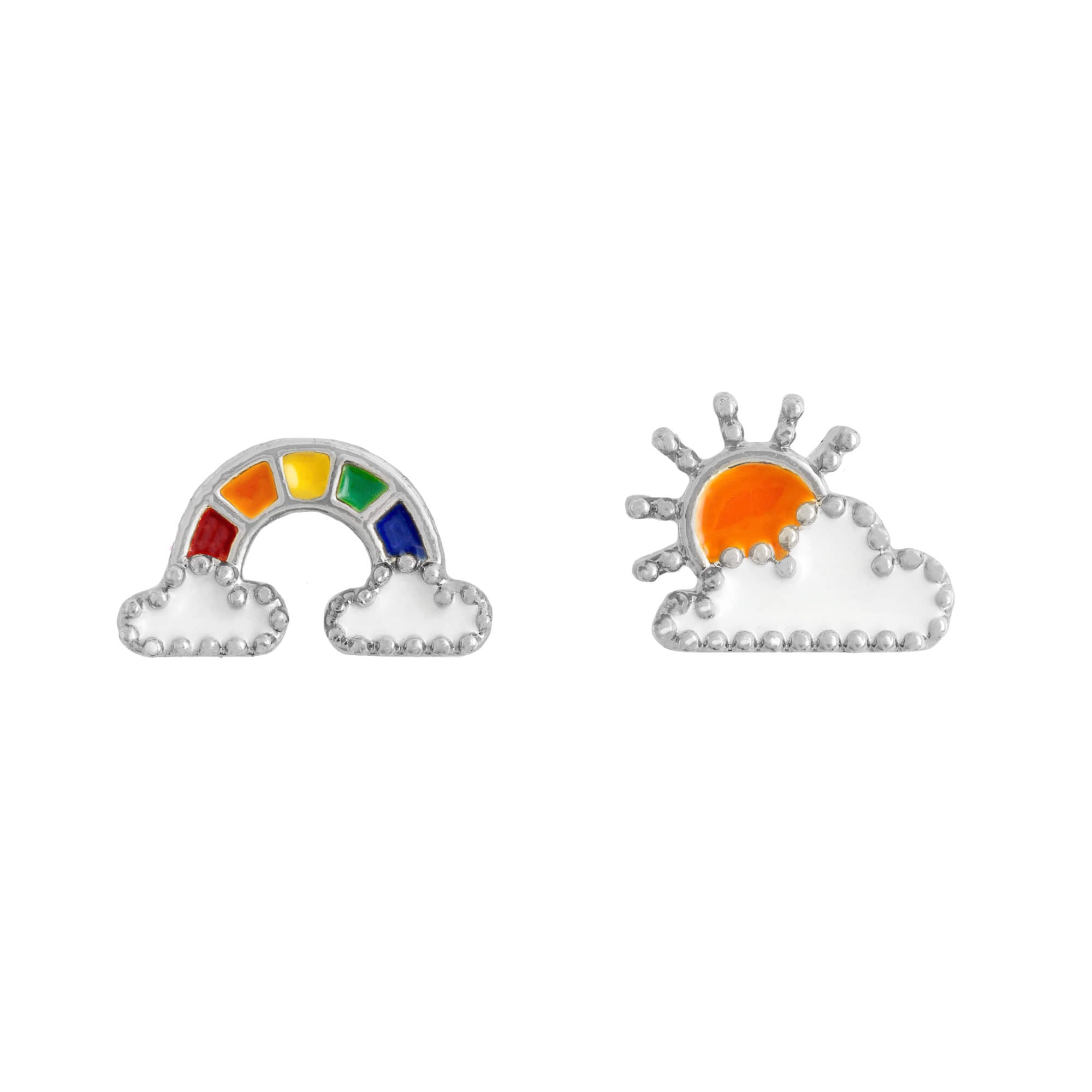 Earring Epoxy Rainbow and Sun Silver