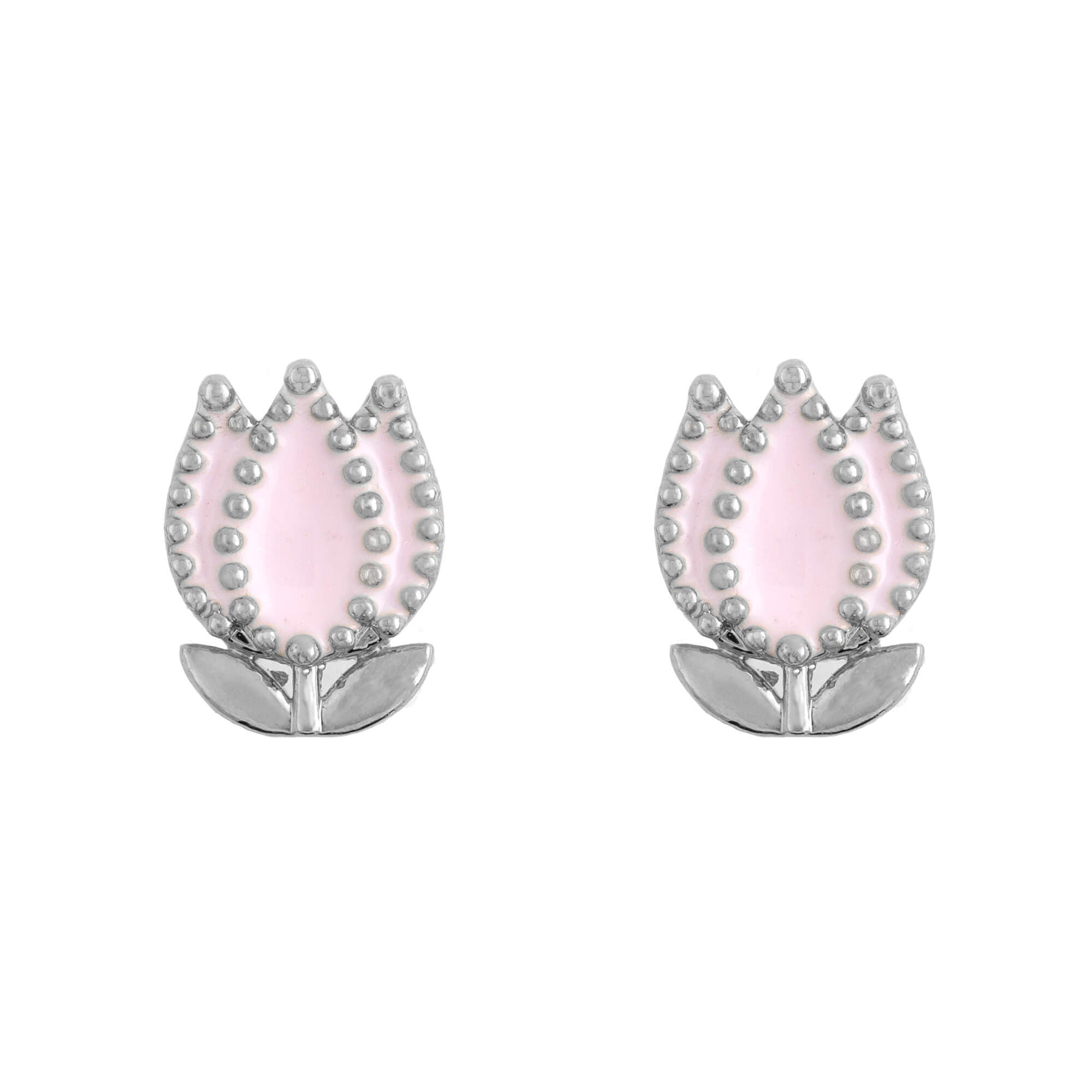 Earring Epoxy Lotus Pink Silver