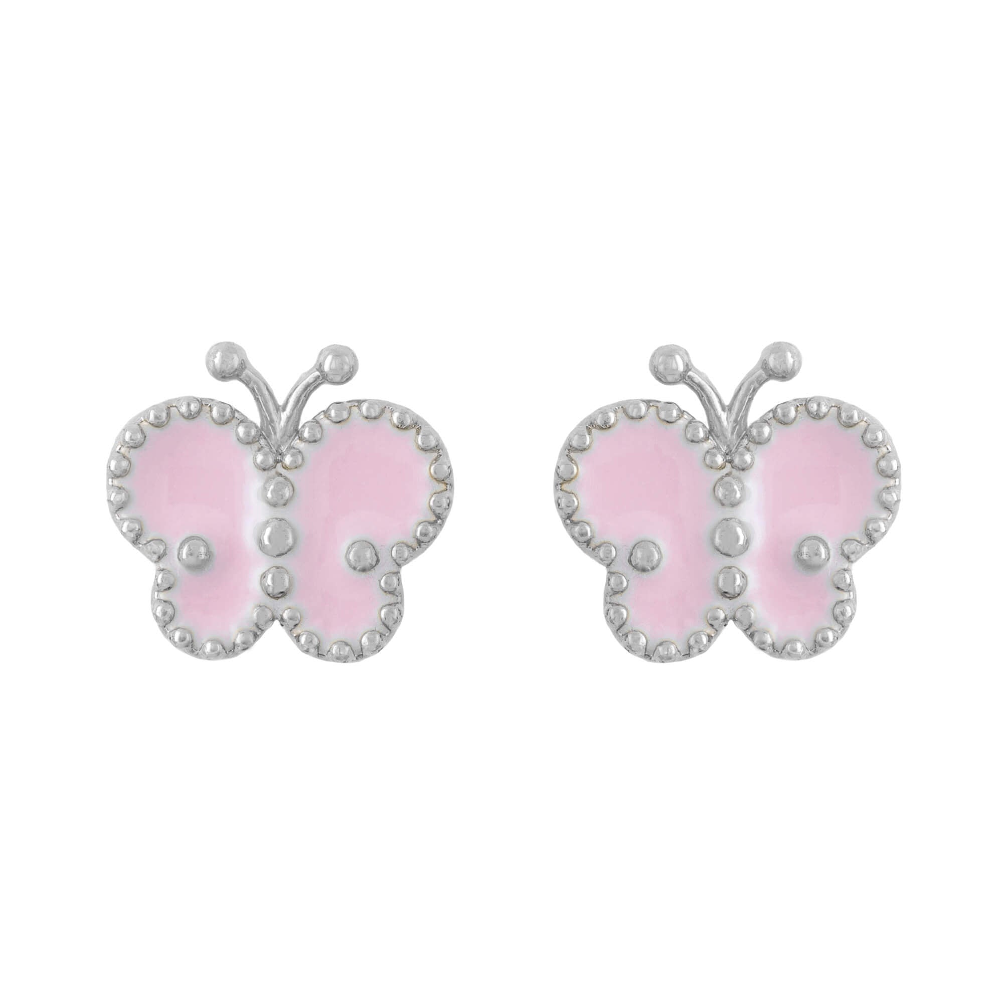 Earring Epoxy Butterly Pink Silver