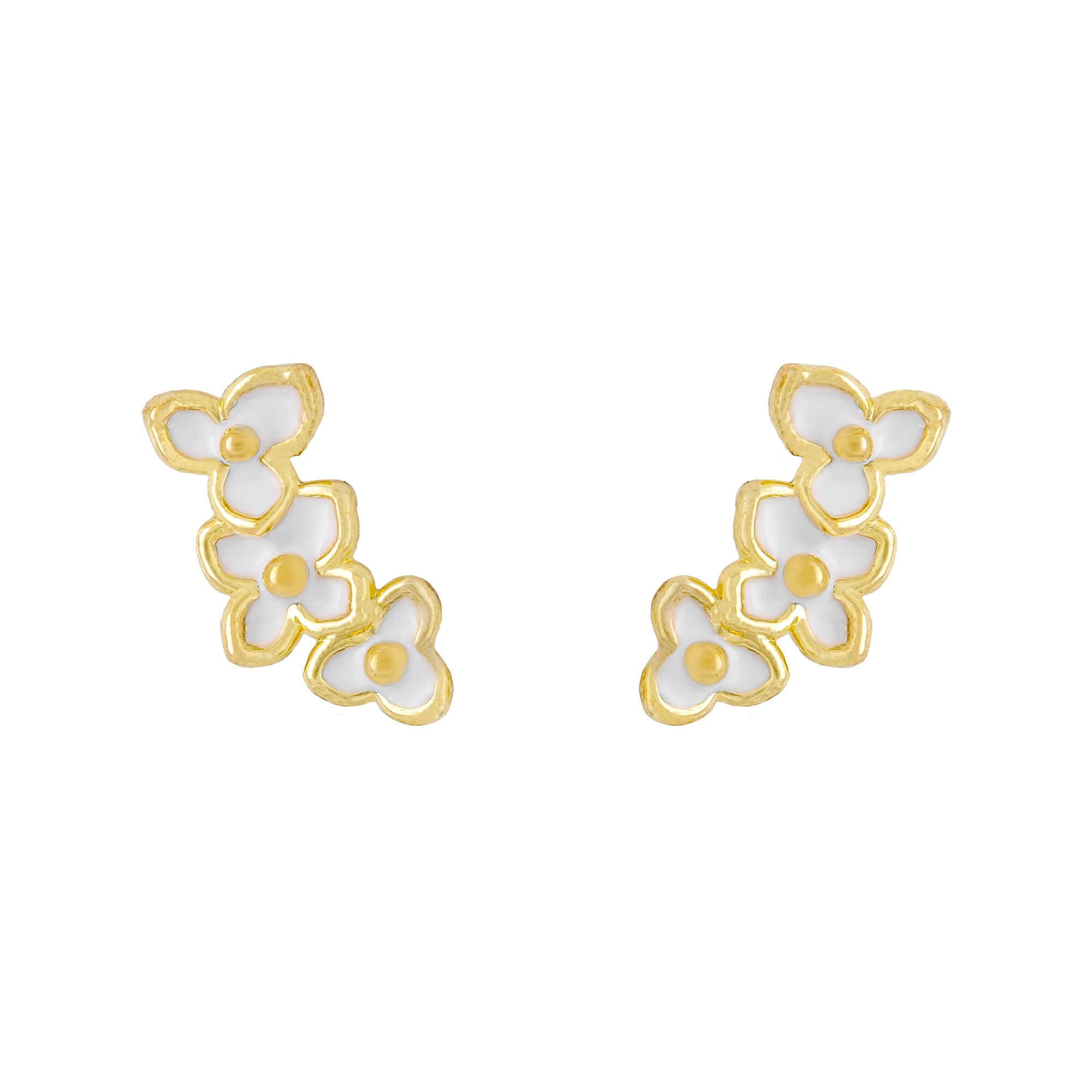 Earring Epoxy Three Petals Trio White Gold