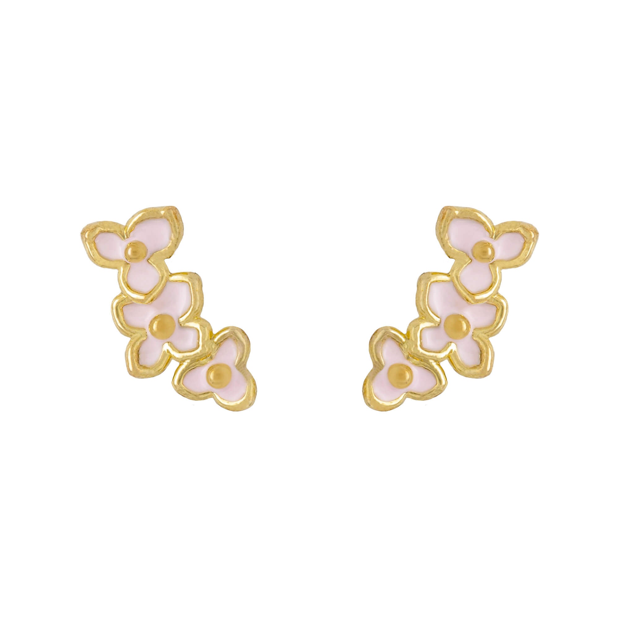 Earring Epoxy Three Petals Trio Pink Gold