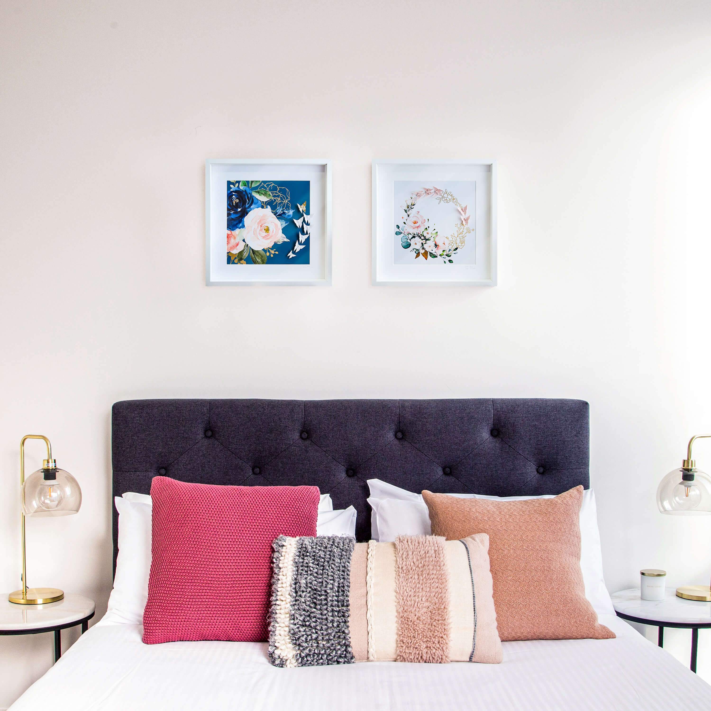 Large White Frame Floral Blue