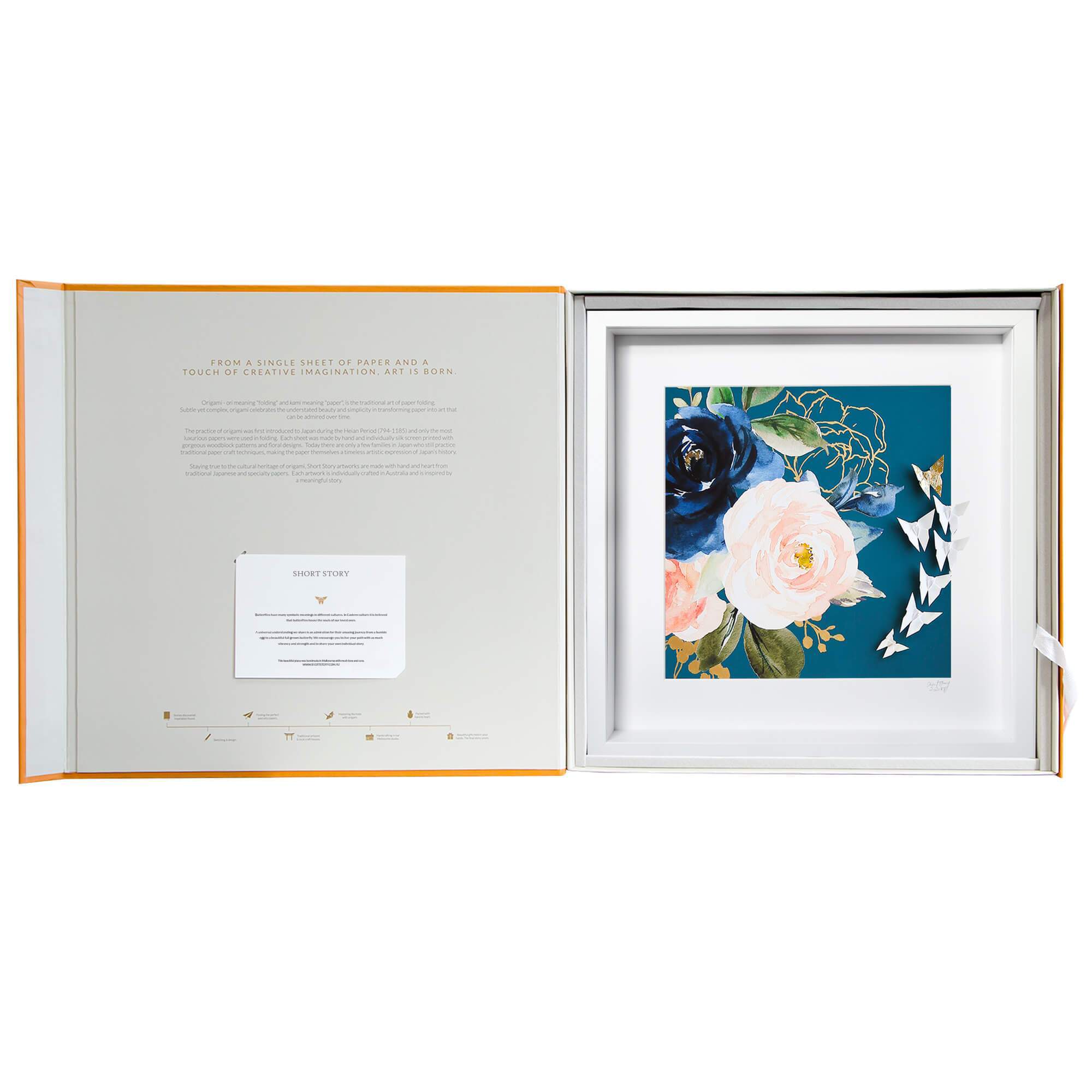 Large White Frame Floral Blue
