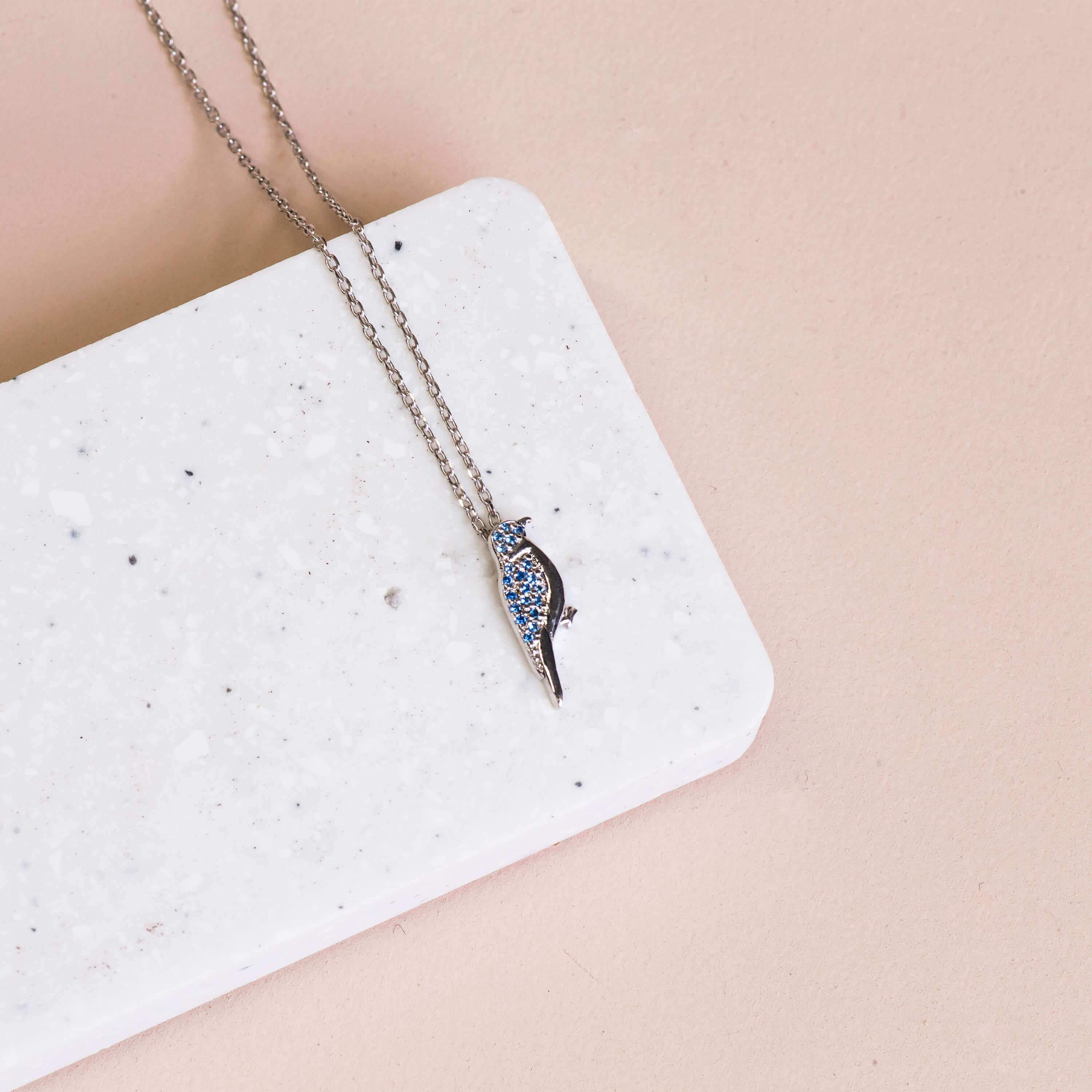 Necklace Diamante Bird Blue