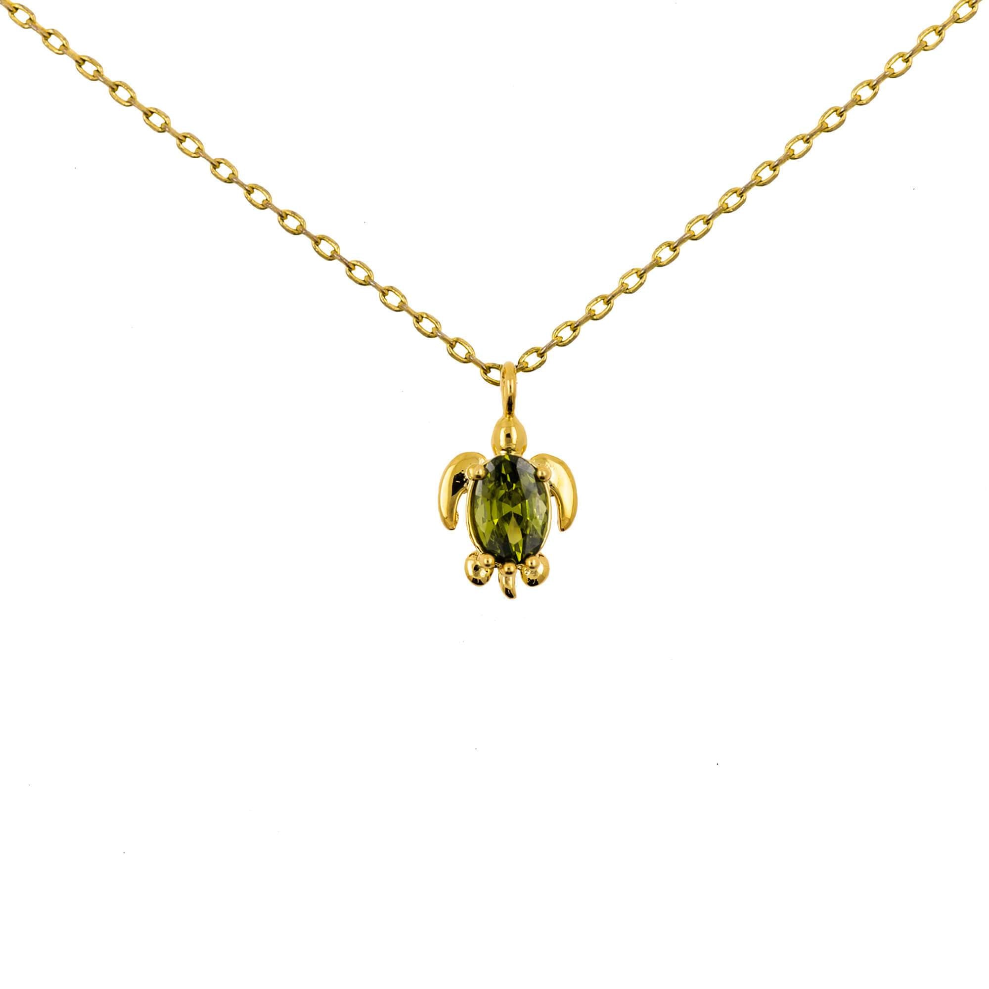 Necklace Diamante Turtle Green