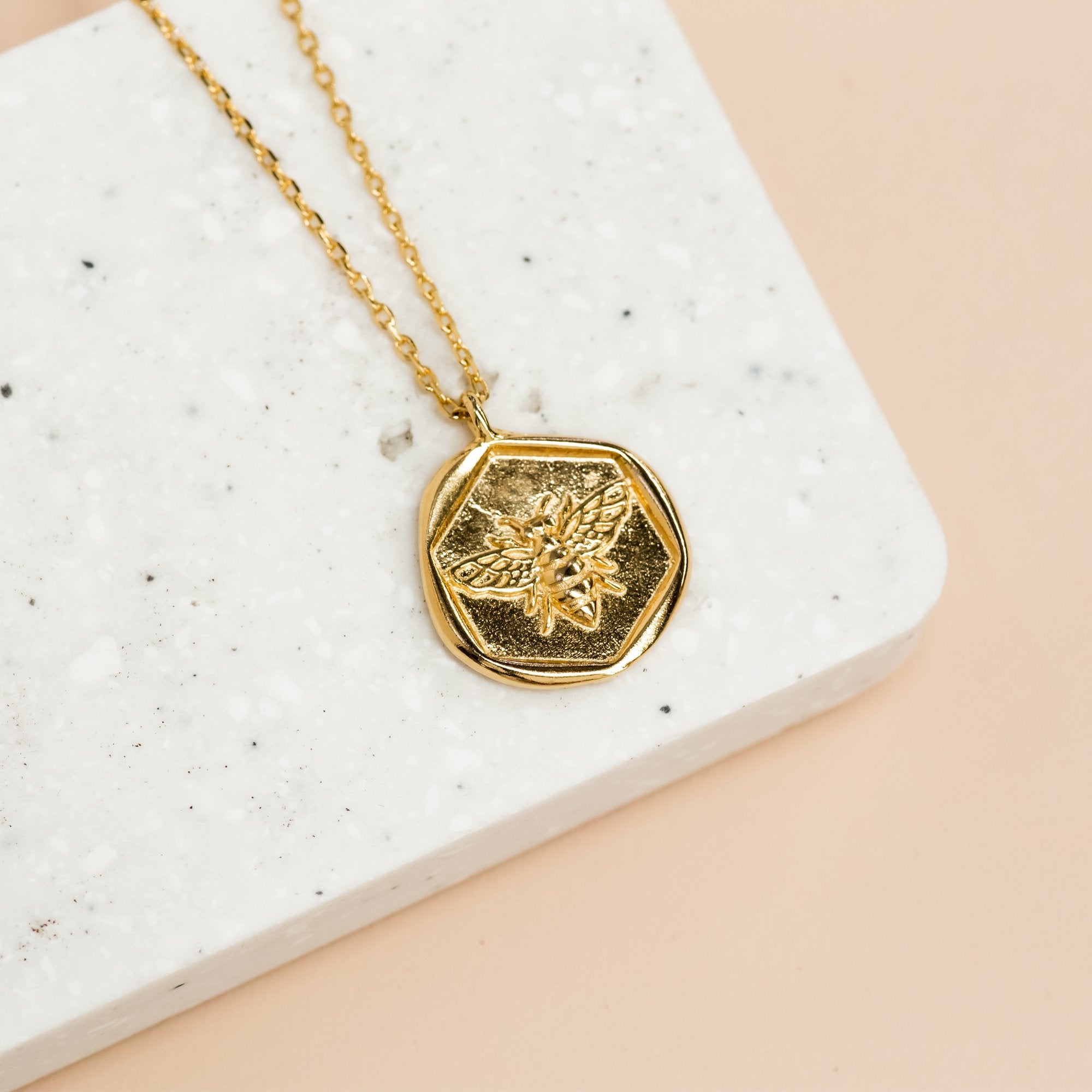 Necklace Medallion Bee Gold