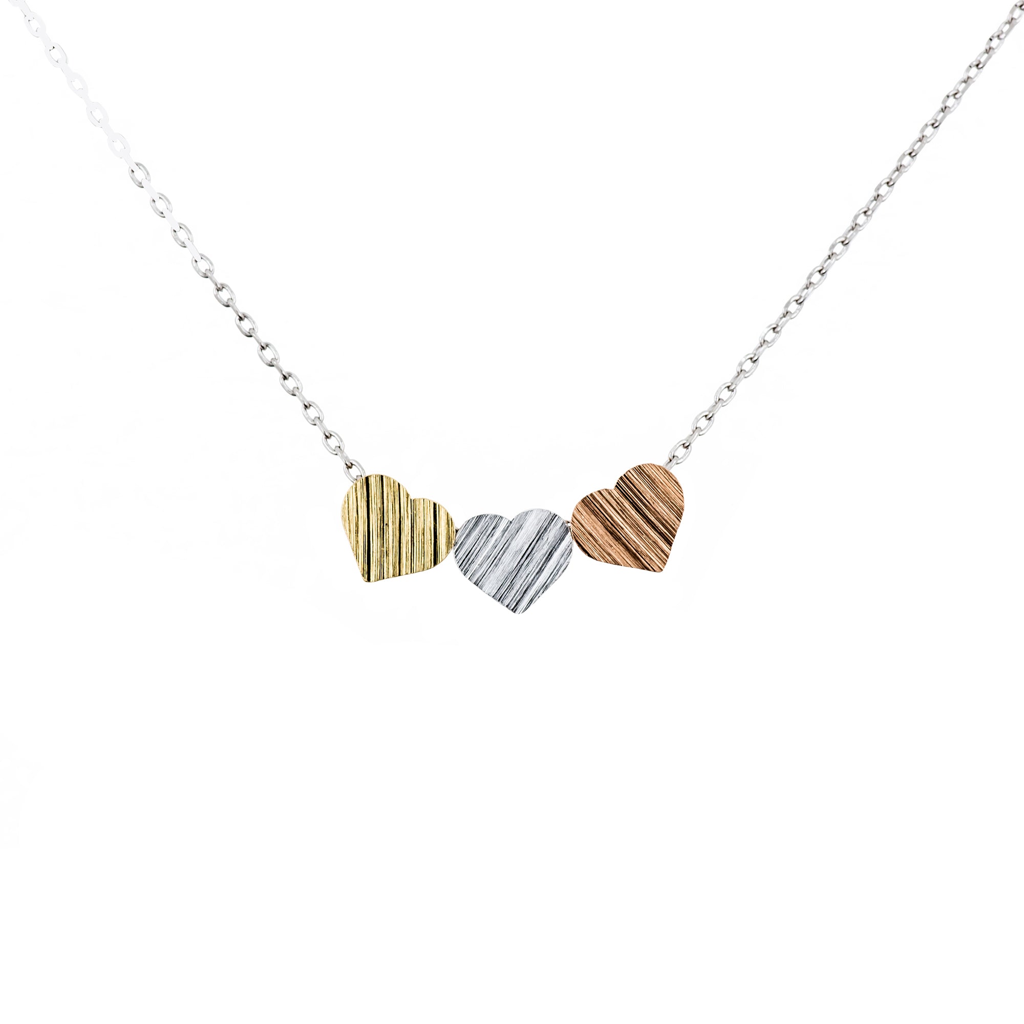 Necklace Trio Solid Heart Silver