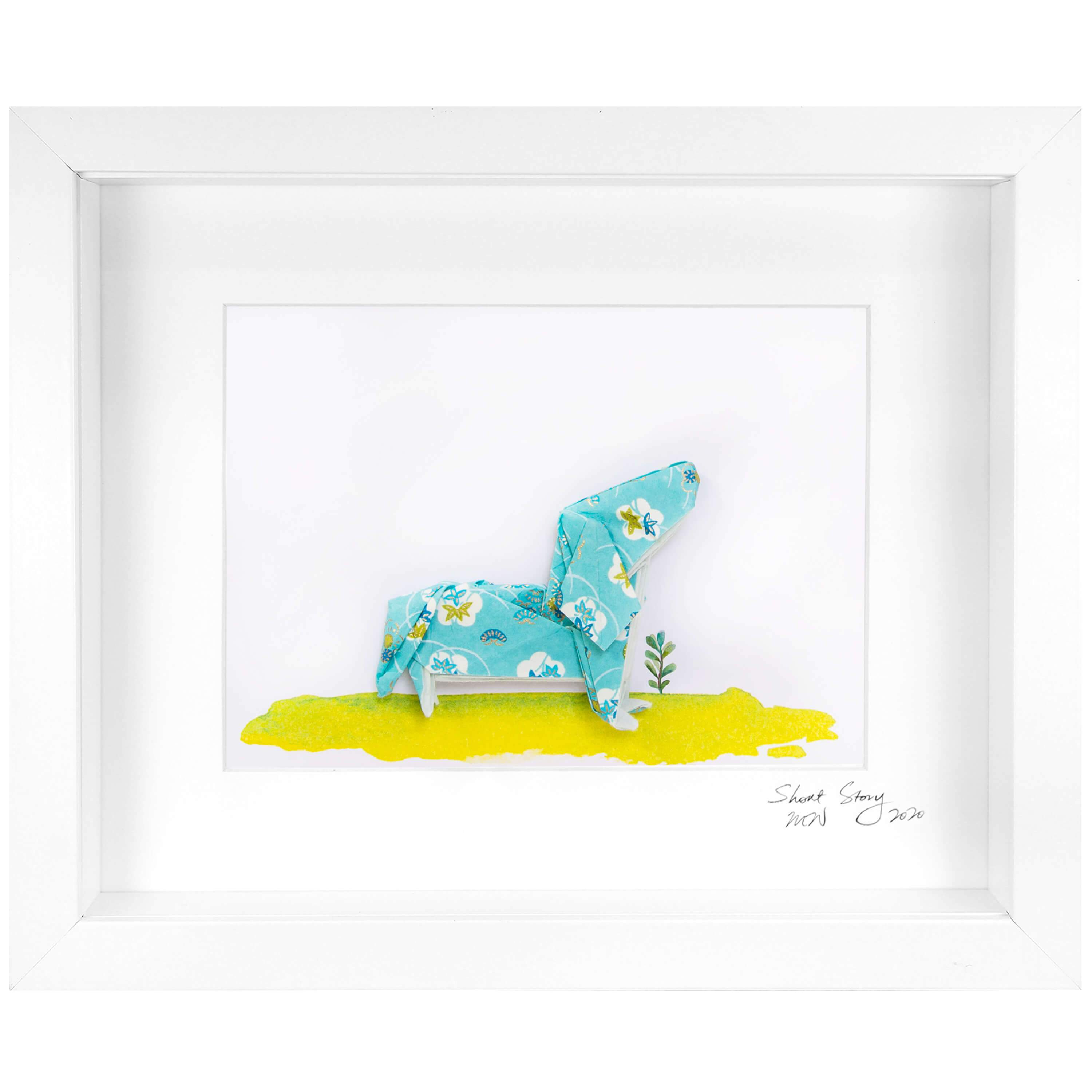 Small White Frame Dog Blue