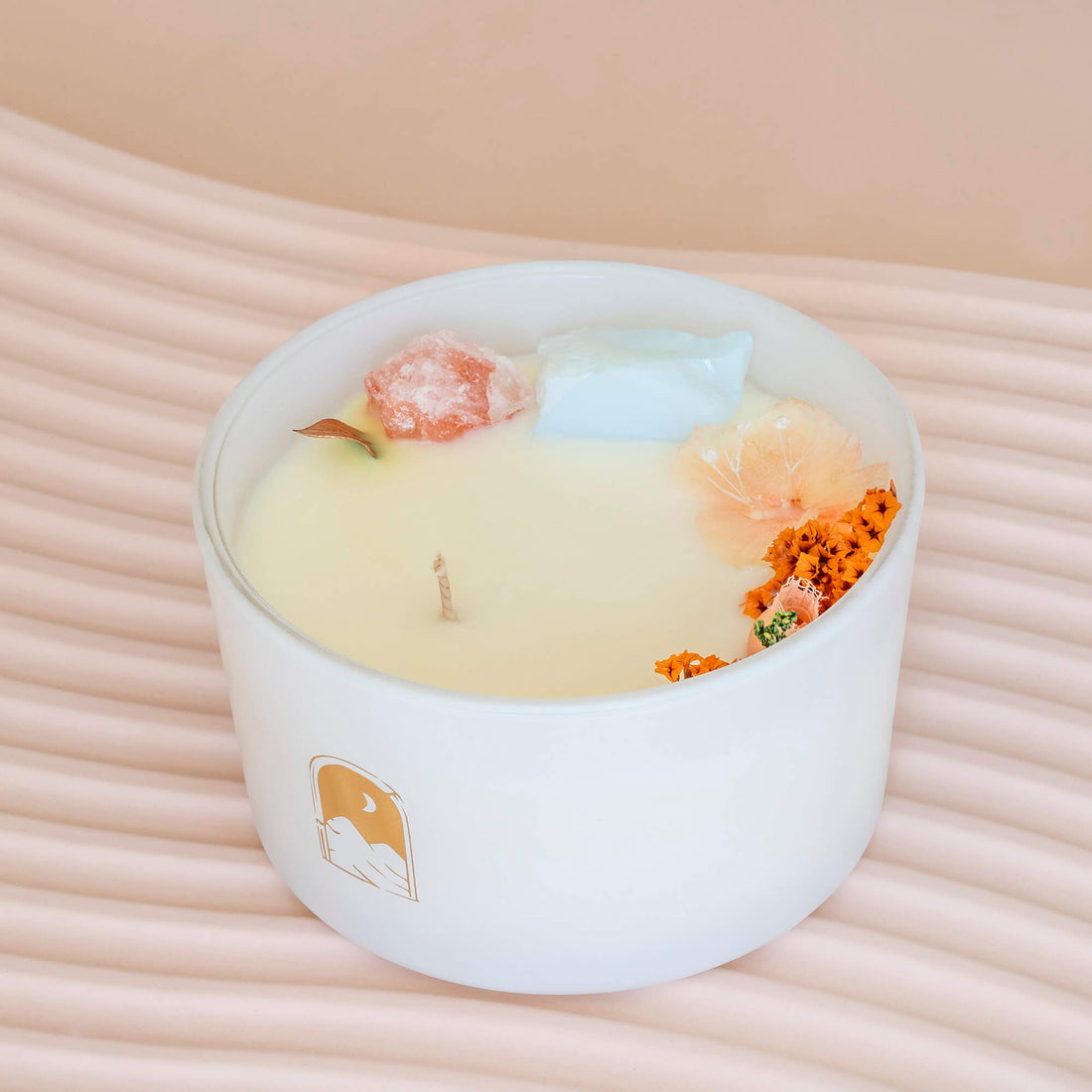 Floral Crystal Candle Serenity Peach Blossom &amp; Vanilla