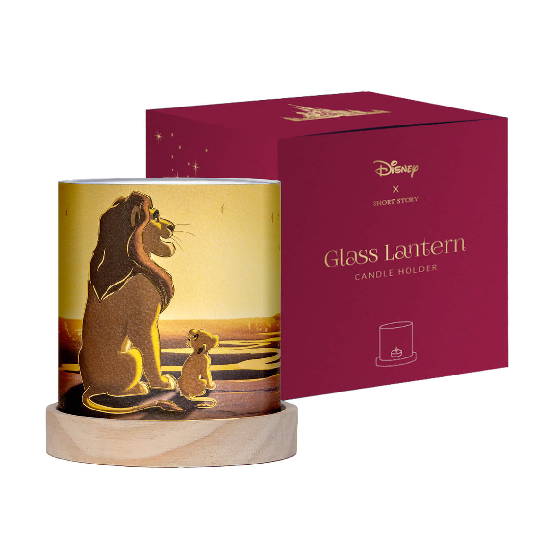 Disney Mini Glass Lantern Simba &amp; Mufasa