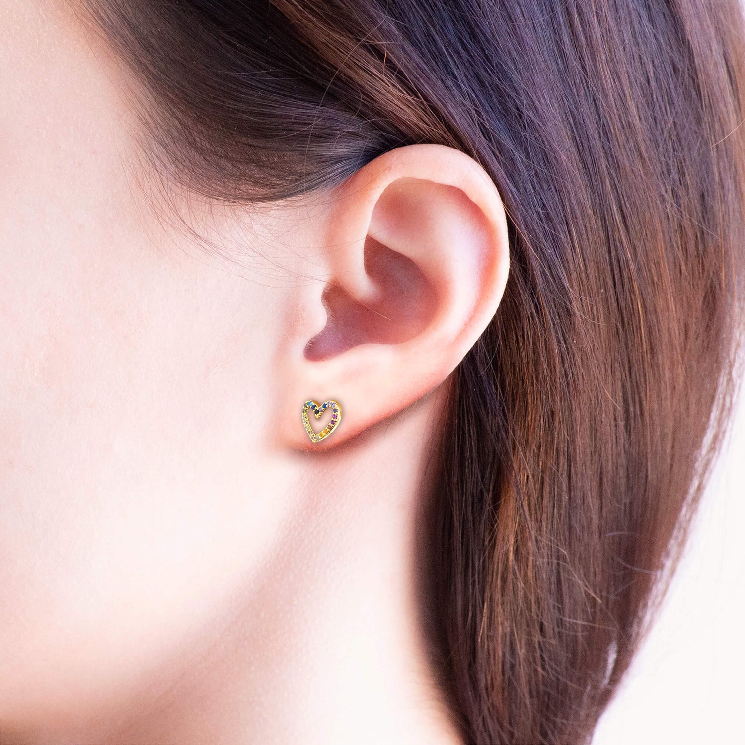 Earring Diamante Heart Stencil Multi