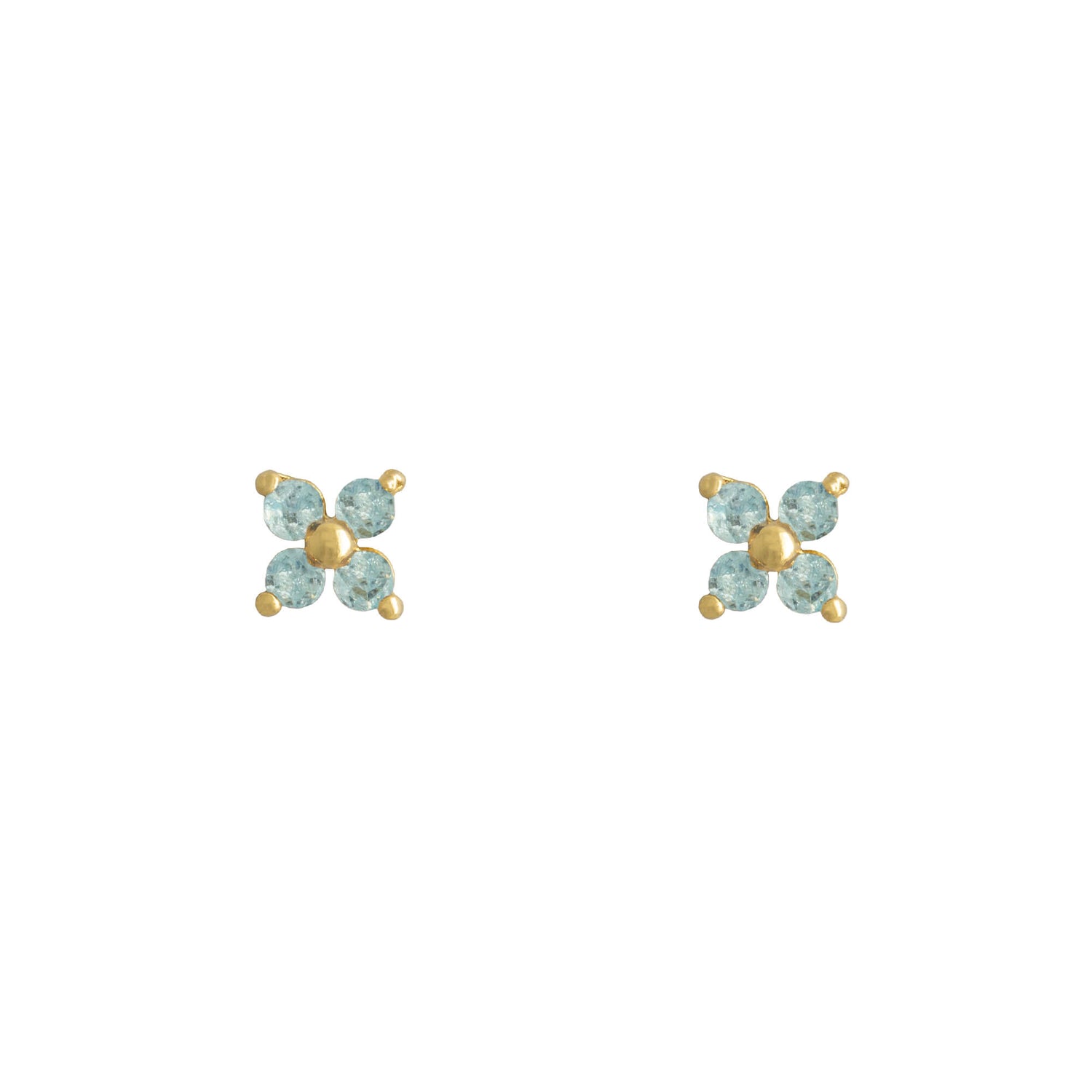 Earring Diamante Petite Petals Blue Gold