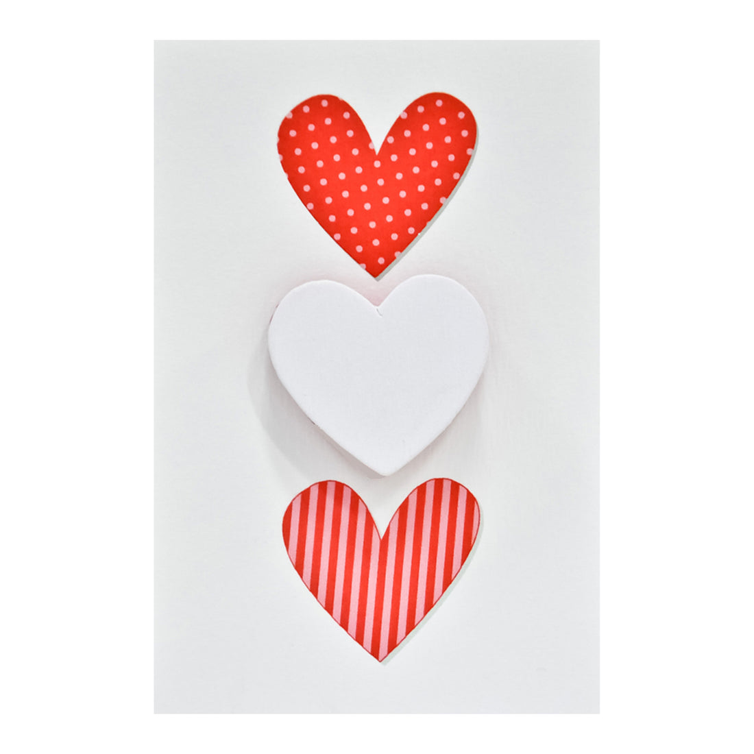 Small Card Three Hearts White