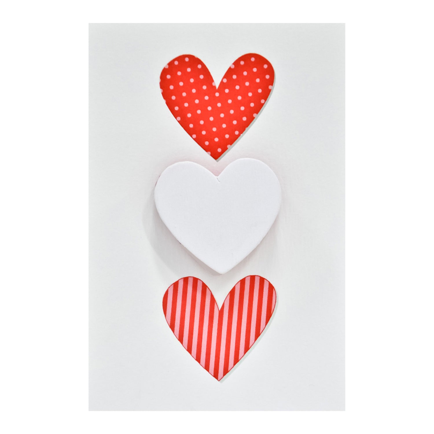 Small Card Three Hearts White