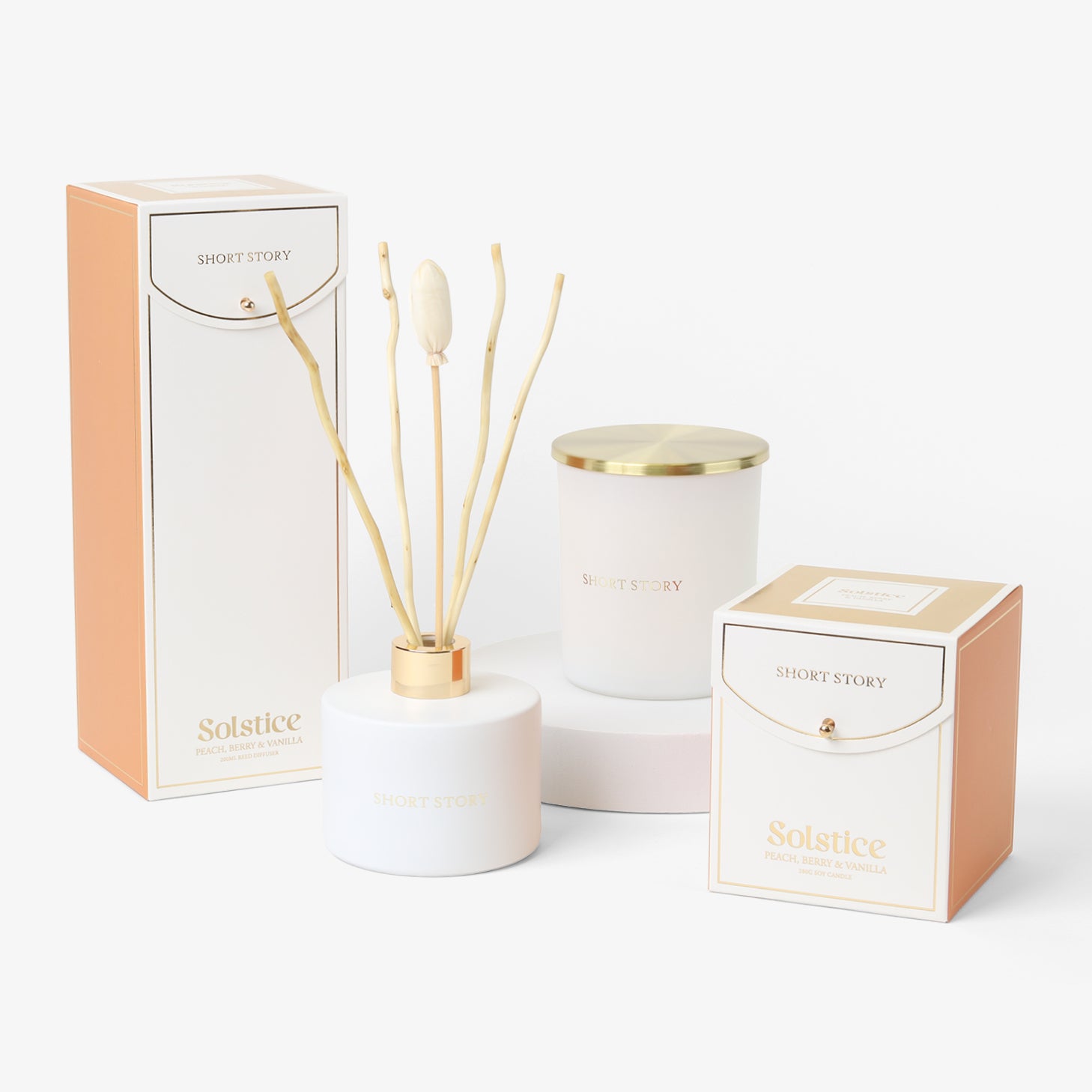 Signature Solstice – Peach, Berry & Vanilla Candle & Diffuser Pack
