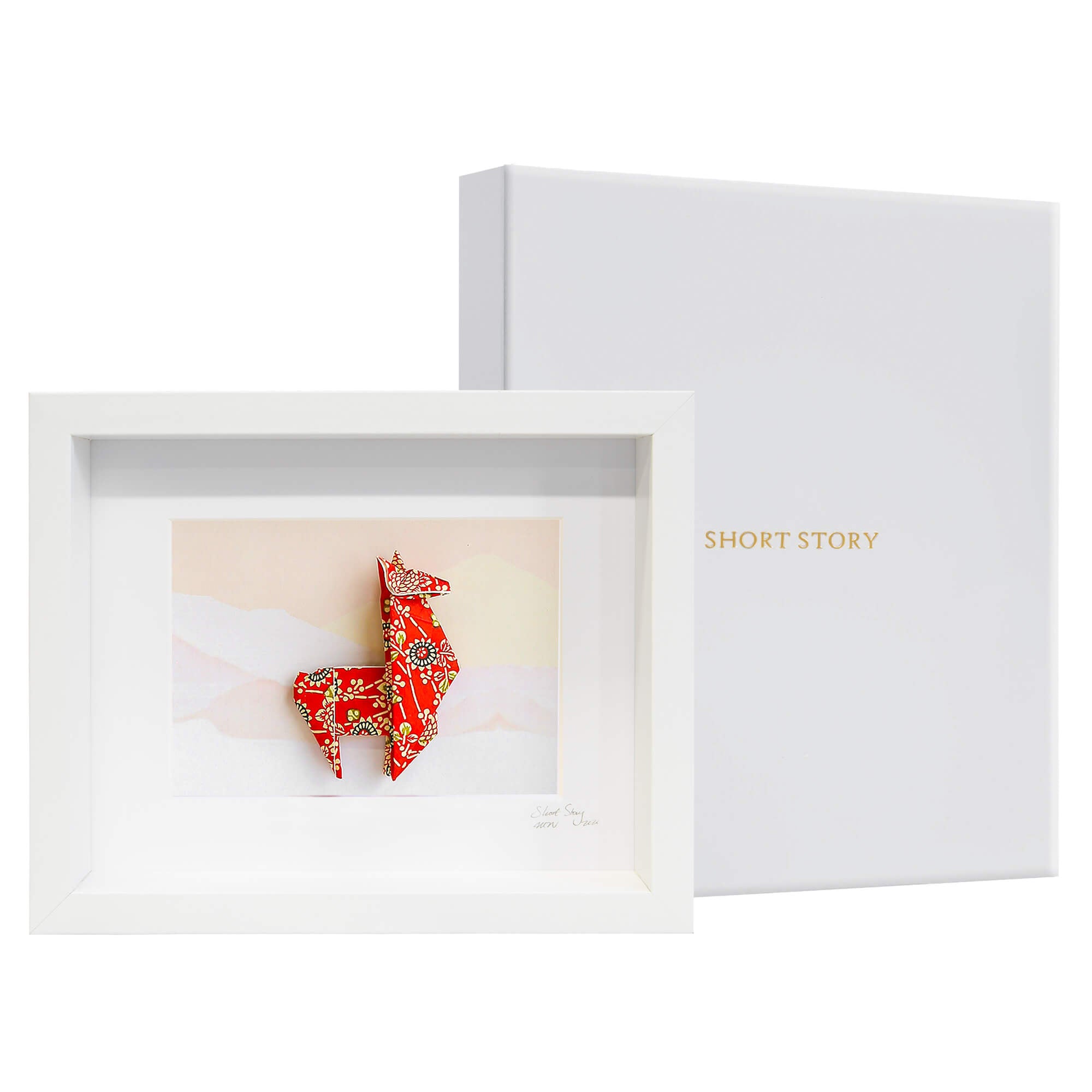 Small White Frame Llama Red