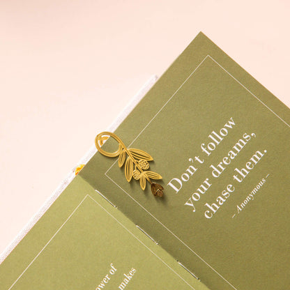 Gold Bookmarks Floral and Fauna Olive Leaf