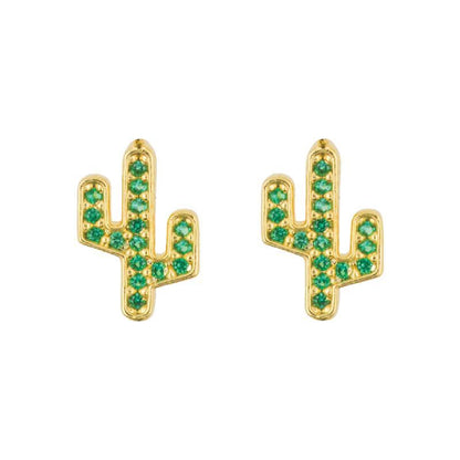 Earring Diamante Cactus Green