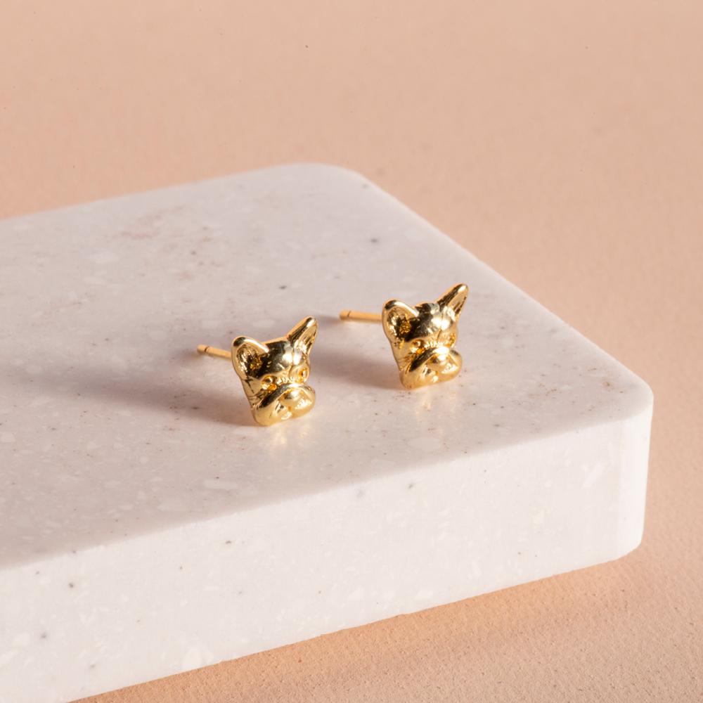 Children's 9ct Yellow Gold & Enamel Cat Stud Earrings