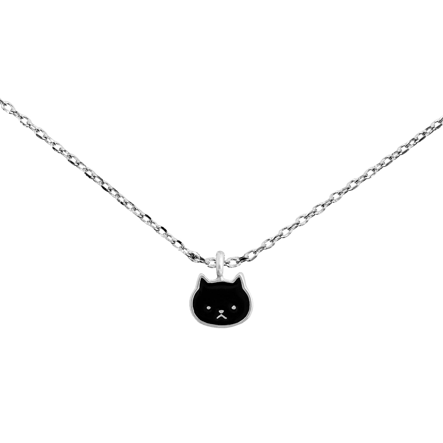 Necklace Epoxy Cat Face Black