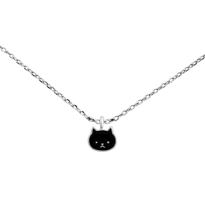 Necklace Epoxy Cat Face Black