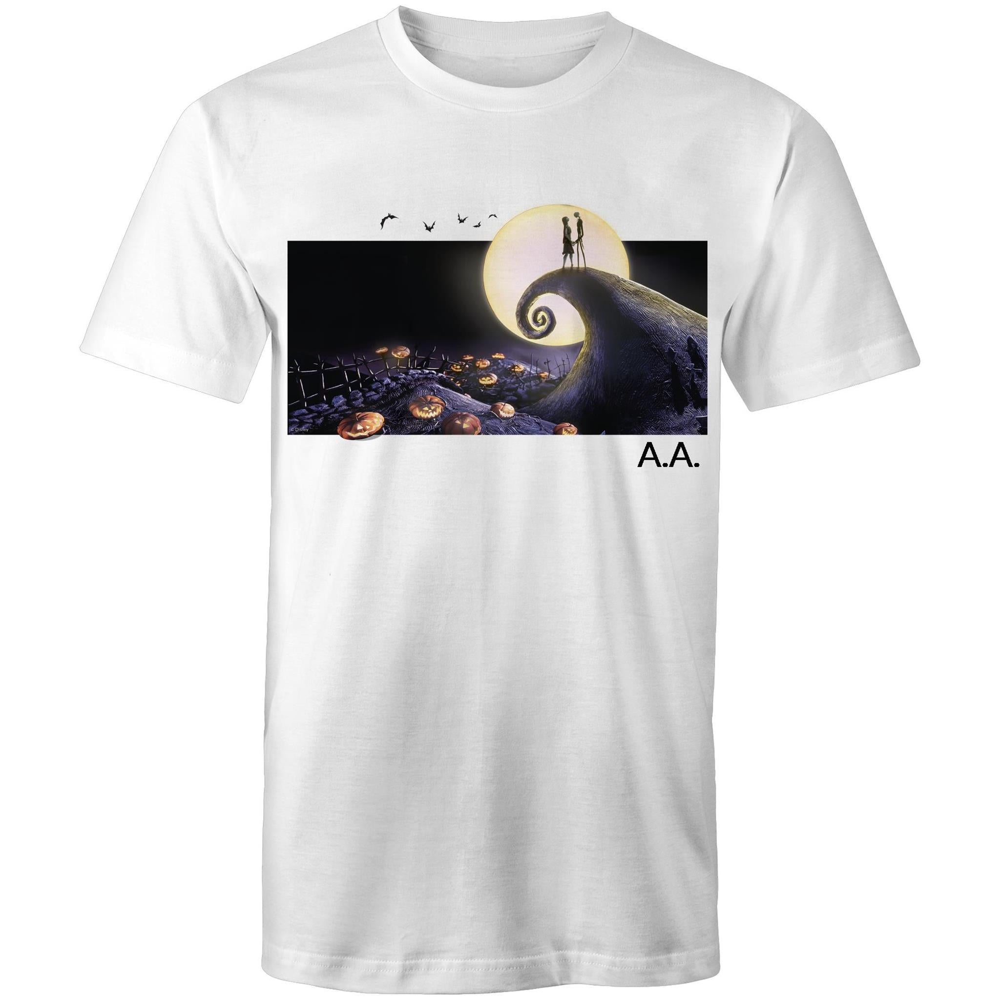 T-Shirt Print Nightmare Before Christmas Jack &amp; Sally Under the Moonlight