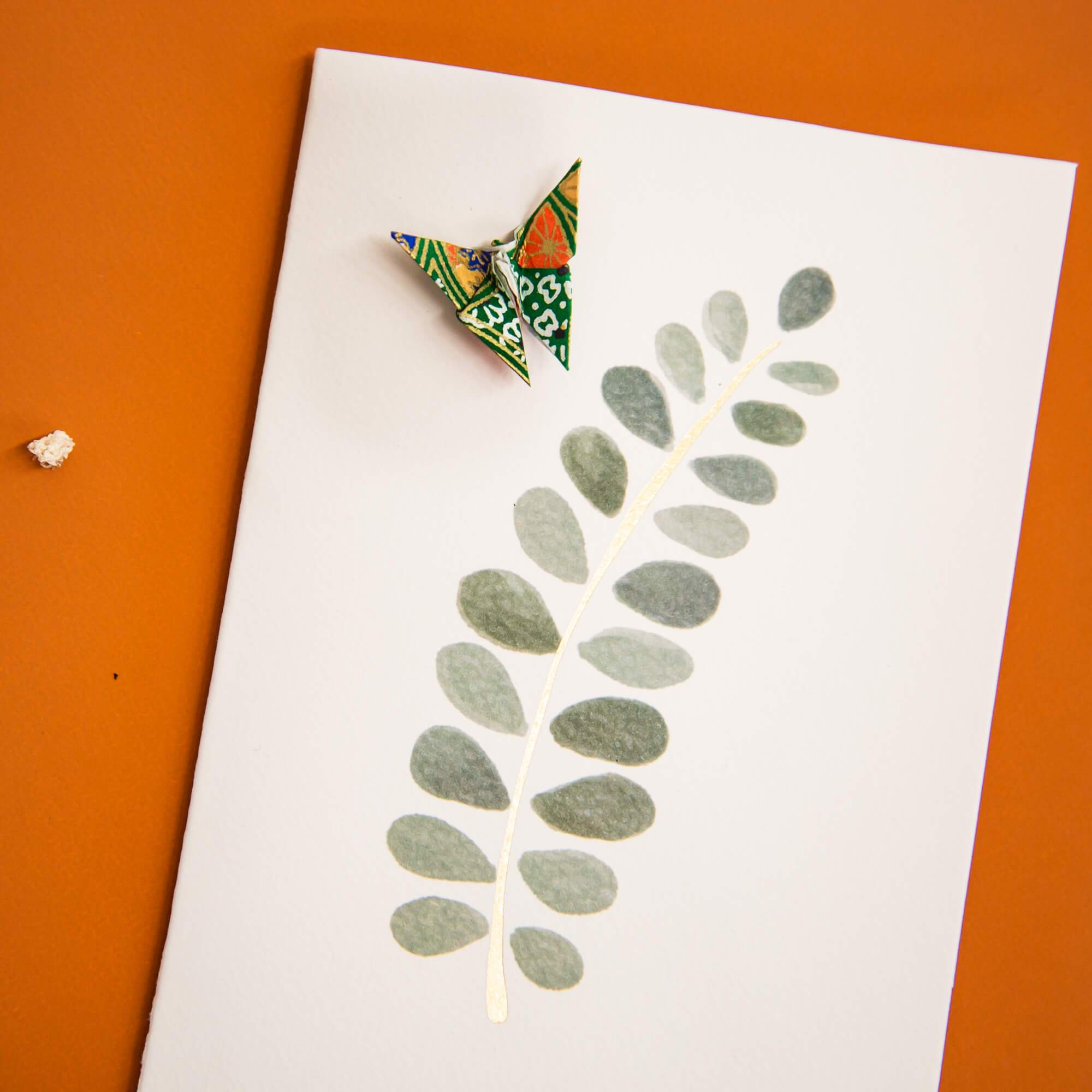 Card Watercolour Leaf Green