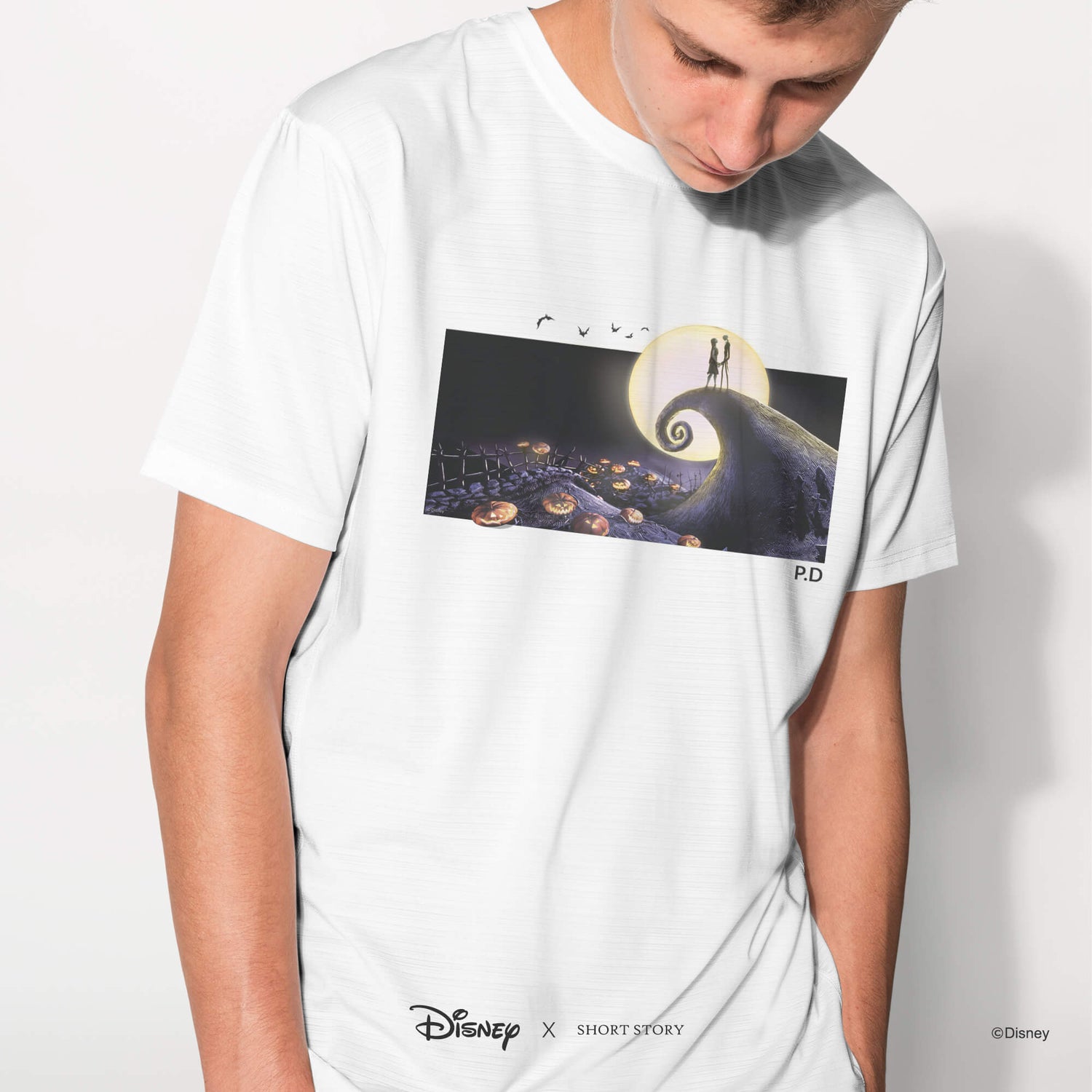 T-Shirt Print Nightmare Before Christmas Jack &amp; Sally Under the Moonlight