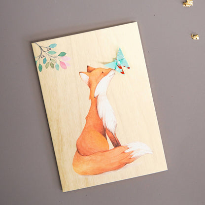 Card Wooden Fox Kiss