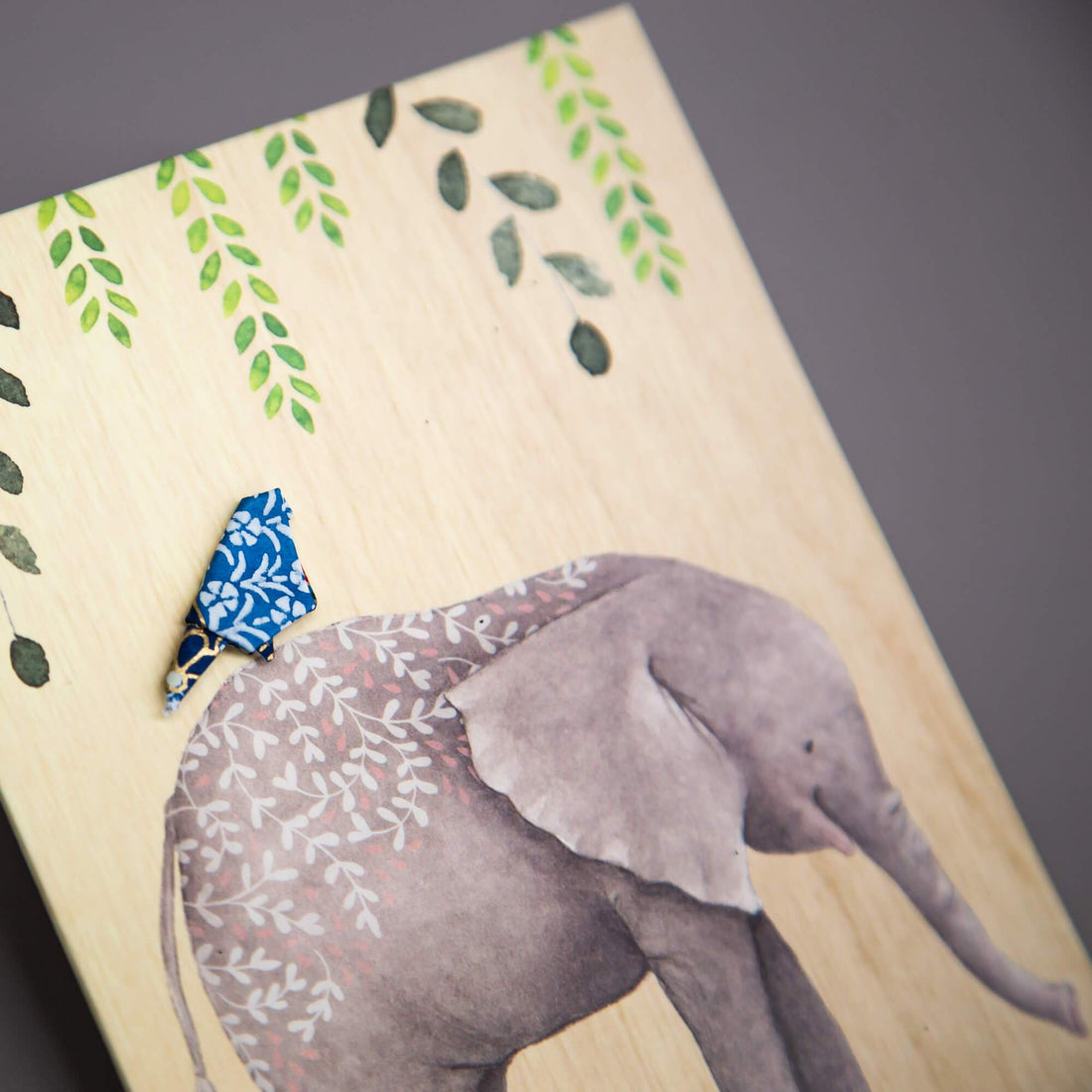 Card Wooden Pretty Elephant