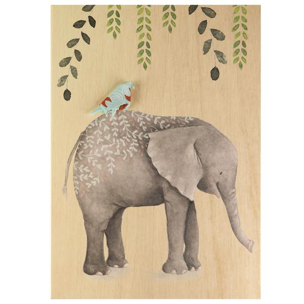 Card Wooden Pretty Elephant