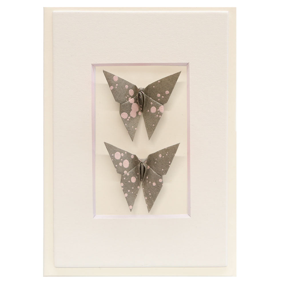 Card Twin Butterfly Paint Drops Grey*