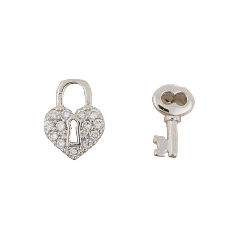 Earring Lock and Key Diamante