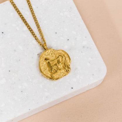 Necklace Medallion Aquarius Gold *