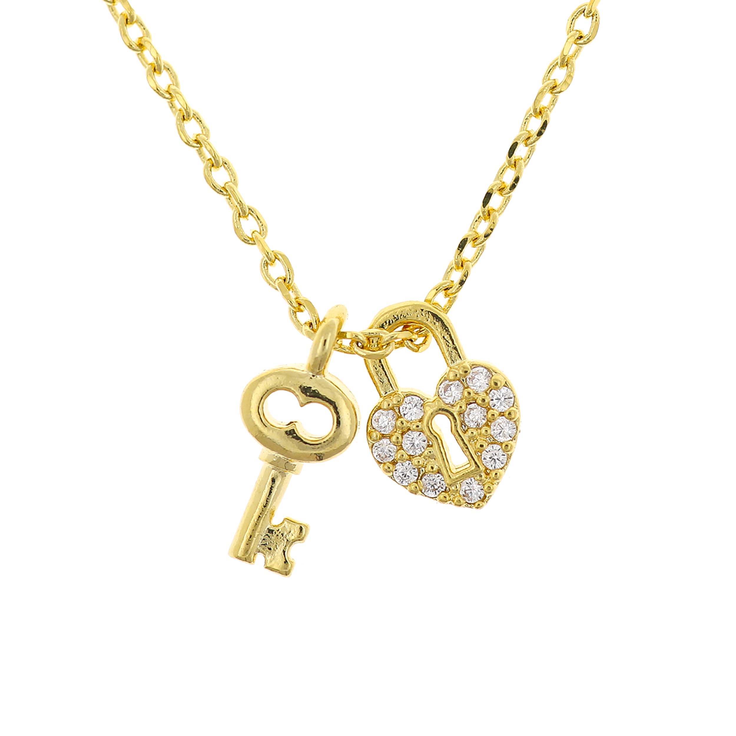 Necklace Diamante Lock and Key