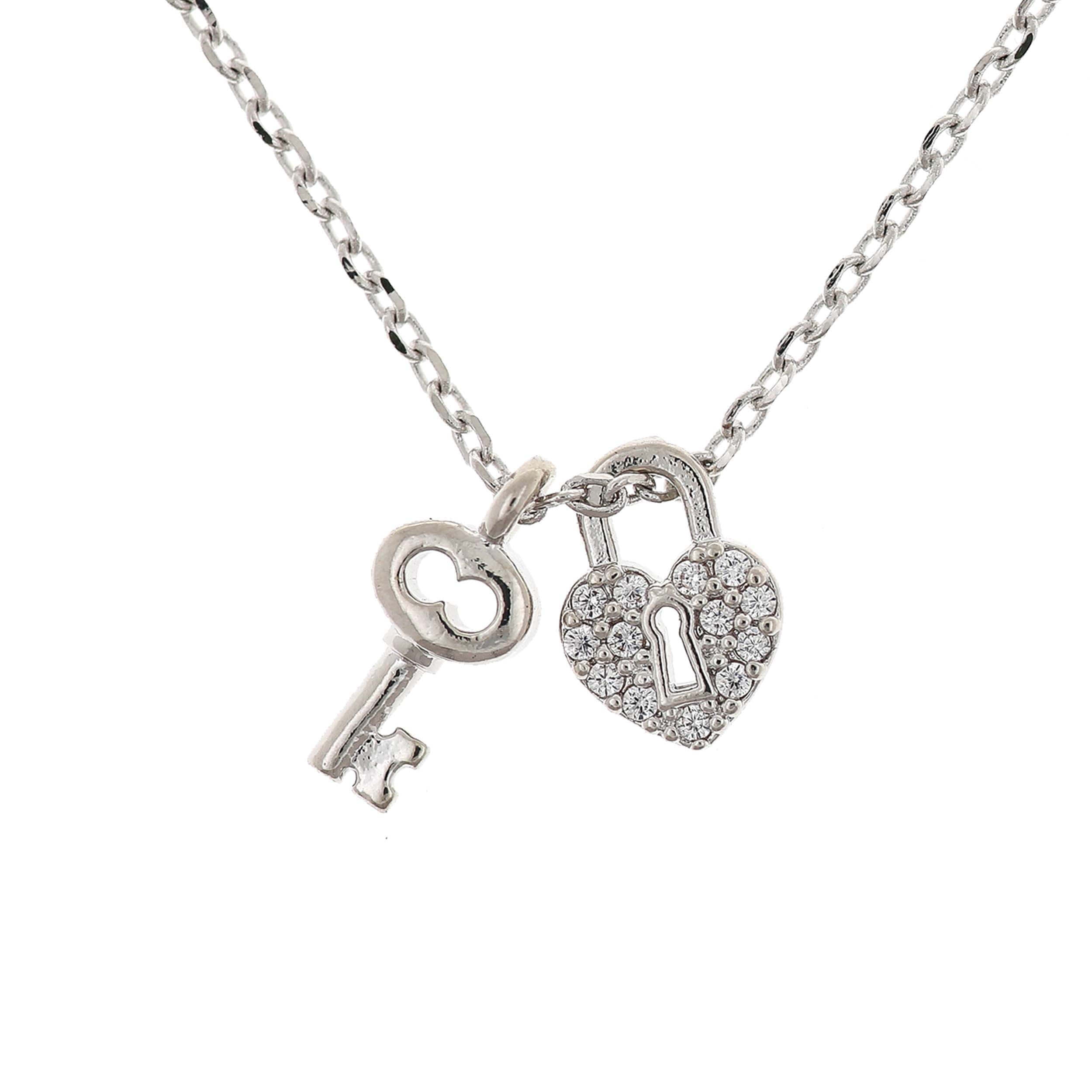 Necklace Diamante Lock and Key