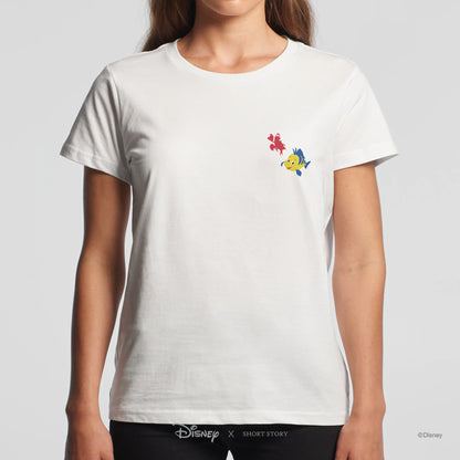 T-Shirt Embroidery Little Mermaid Sebastian &amp; Flounder