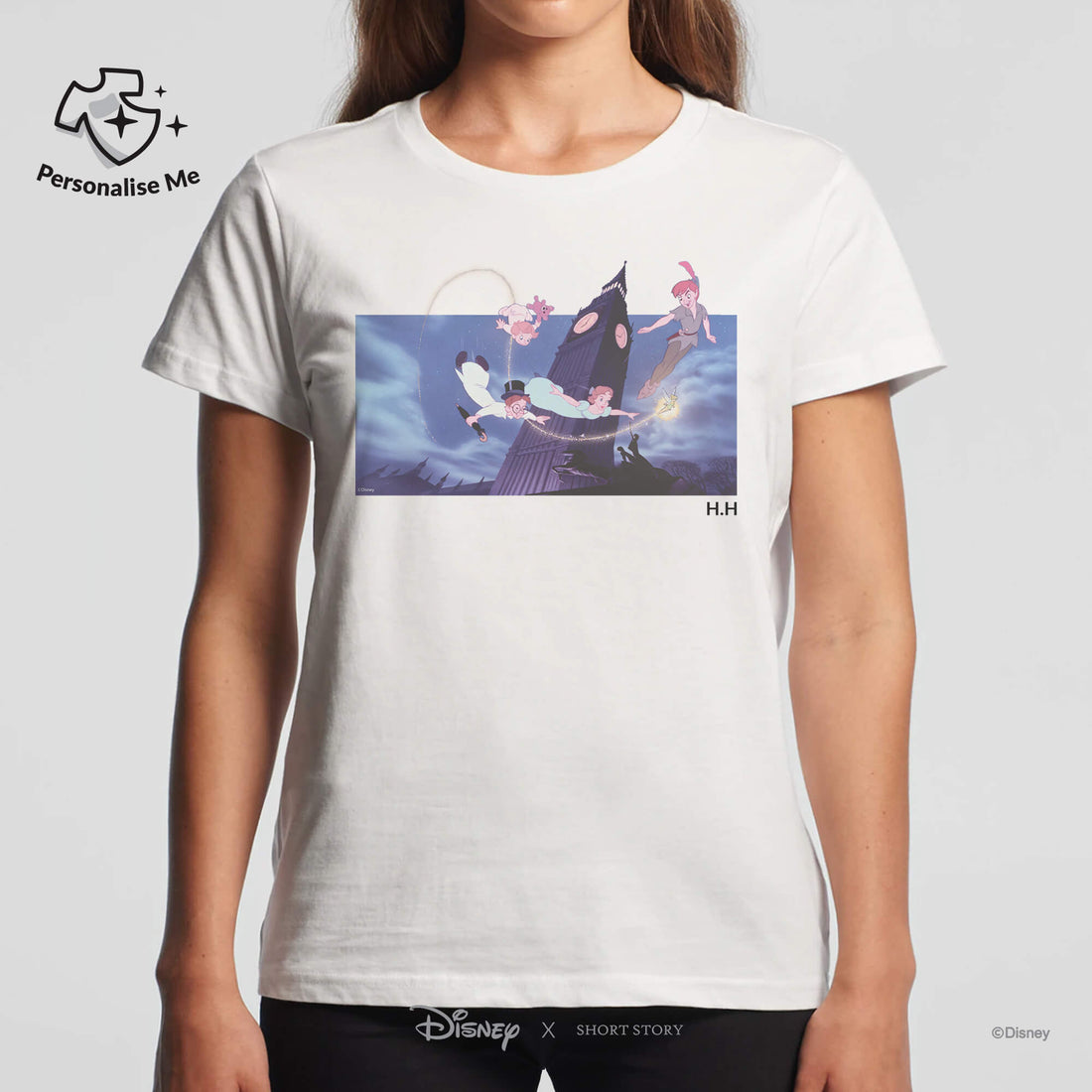T-Shirt Print Tinker Bell Flying Over The Sky Scene
