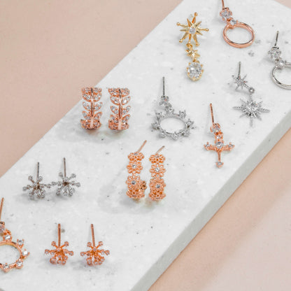 Drop Earring Diamante Morning Star Silver