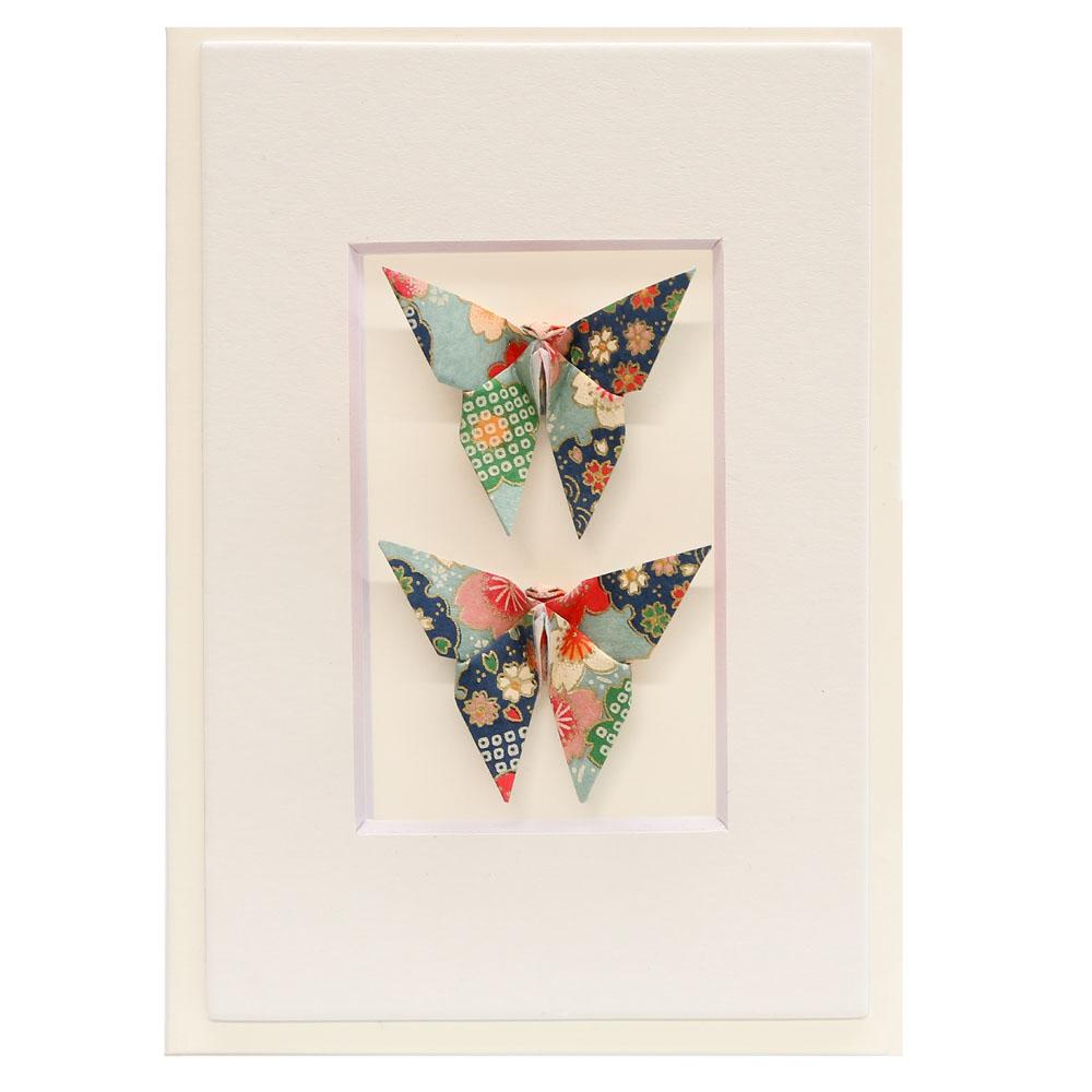 Card Twin Butterfly Blossom Green
