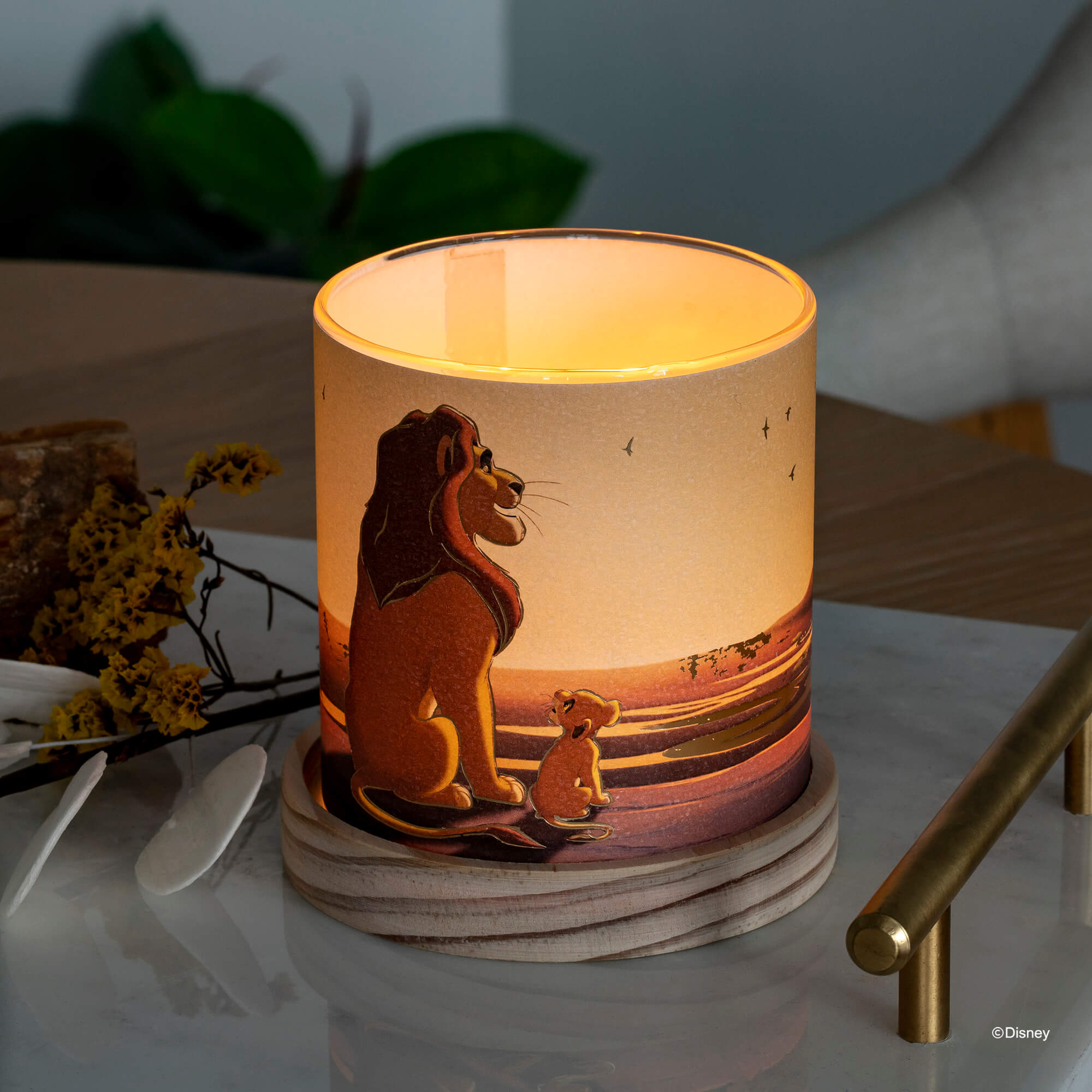 Disney Mini Glass Lantern Simba &amp; Mufasa