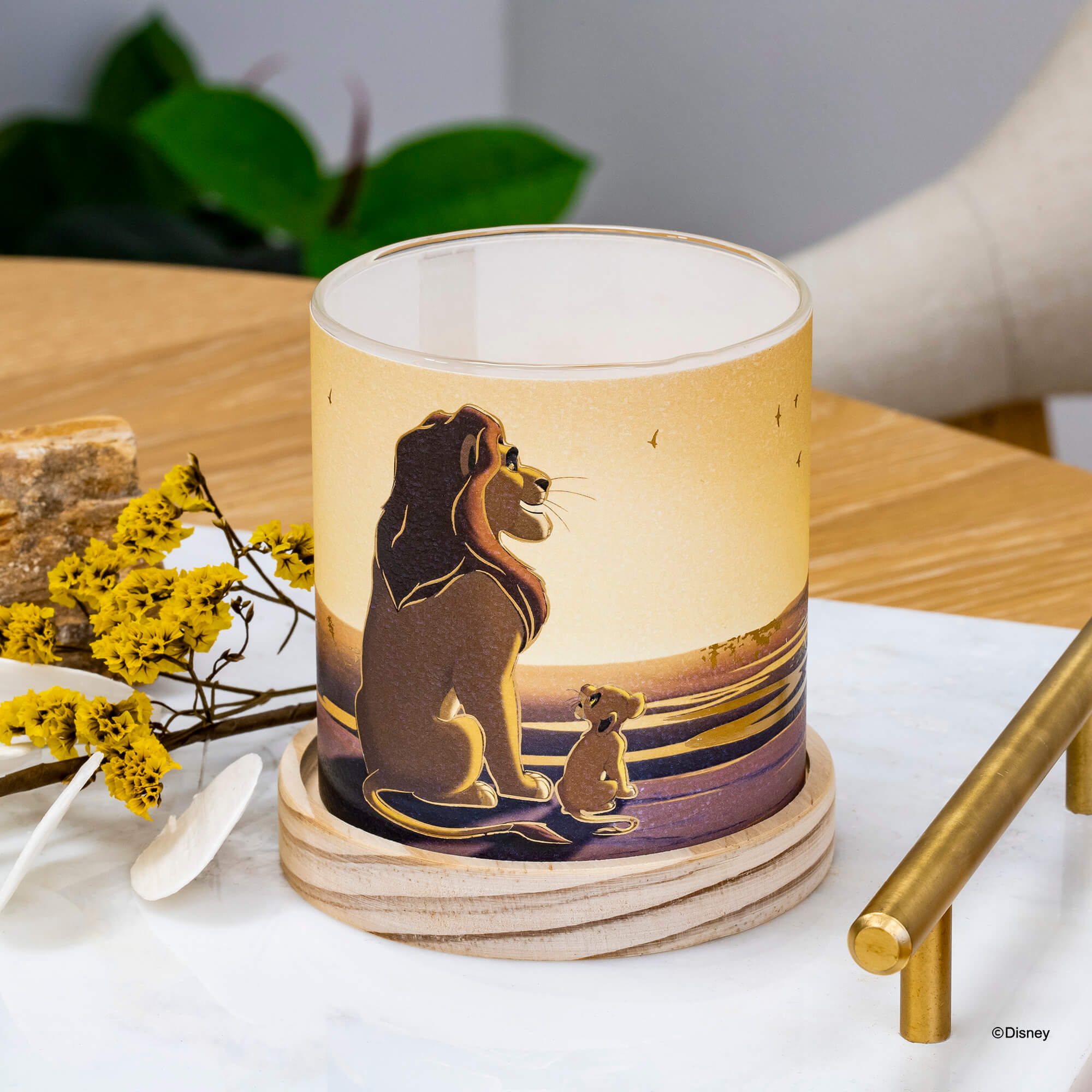 Disney Mini Glass Lantern Simba &amp; Mufasa