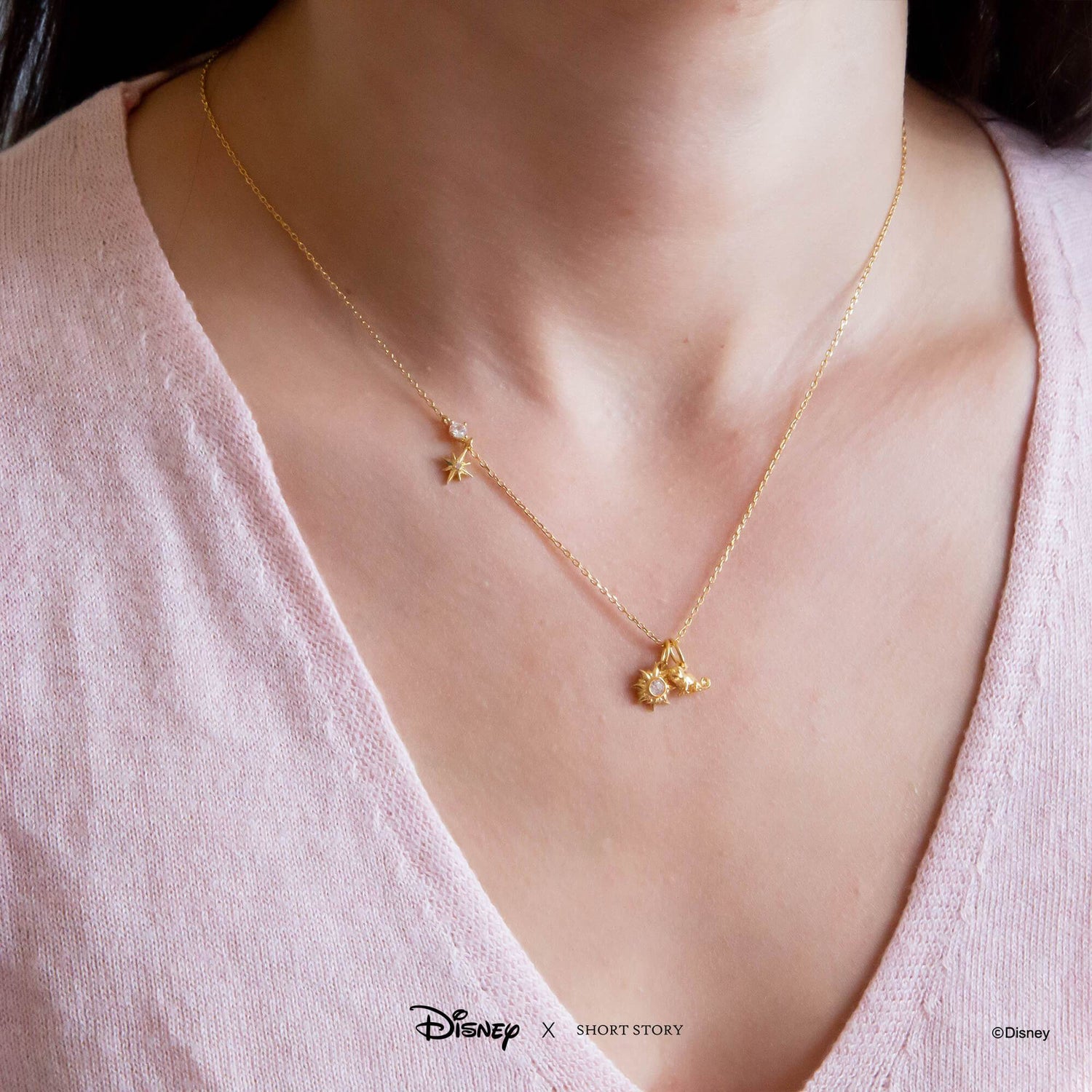 Disney Necklace Charm Diamante Tangled Sun