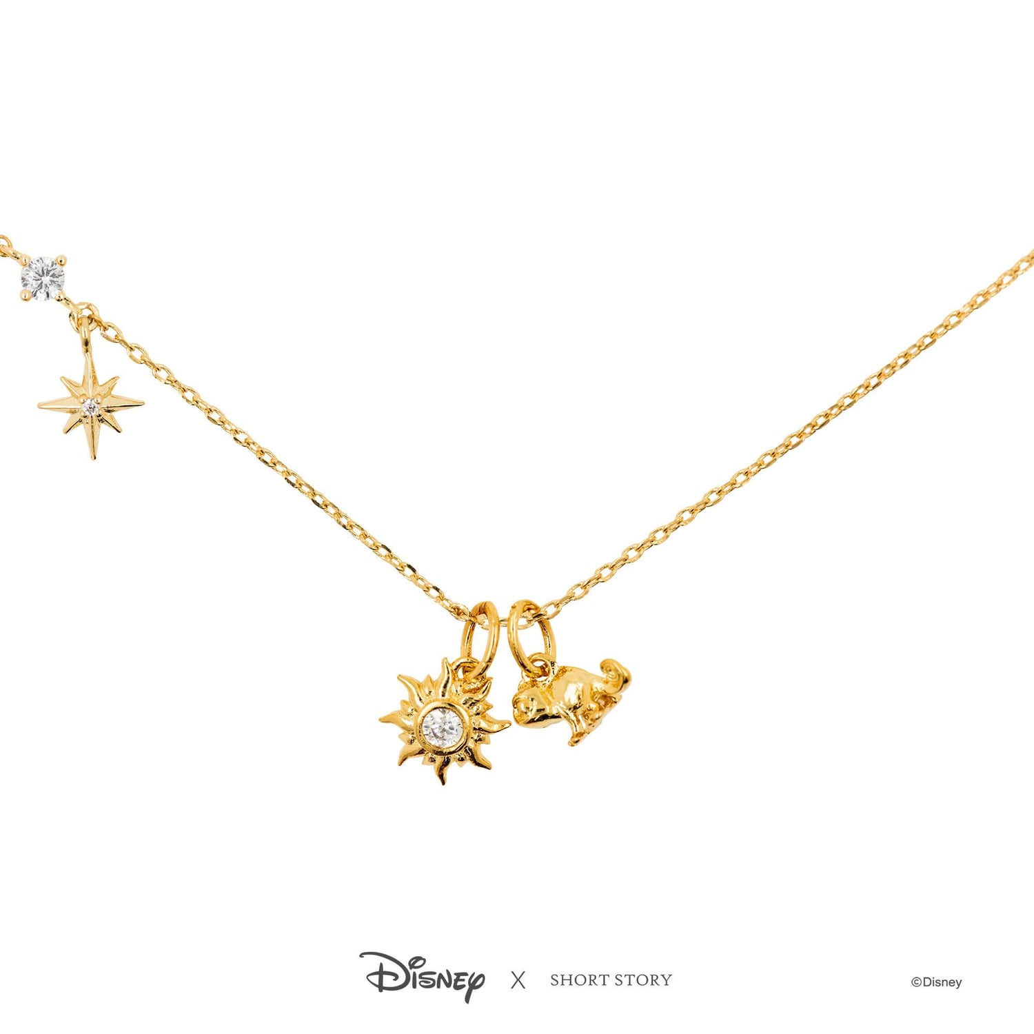 Disney Necklace Charm Diamante Tangled Sun