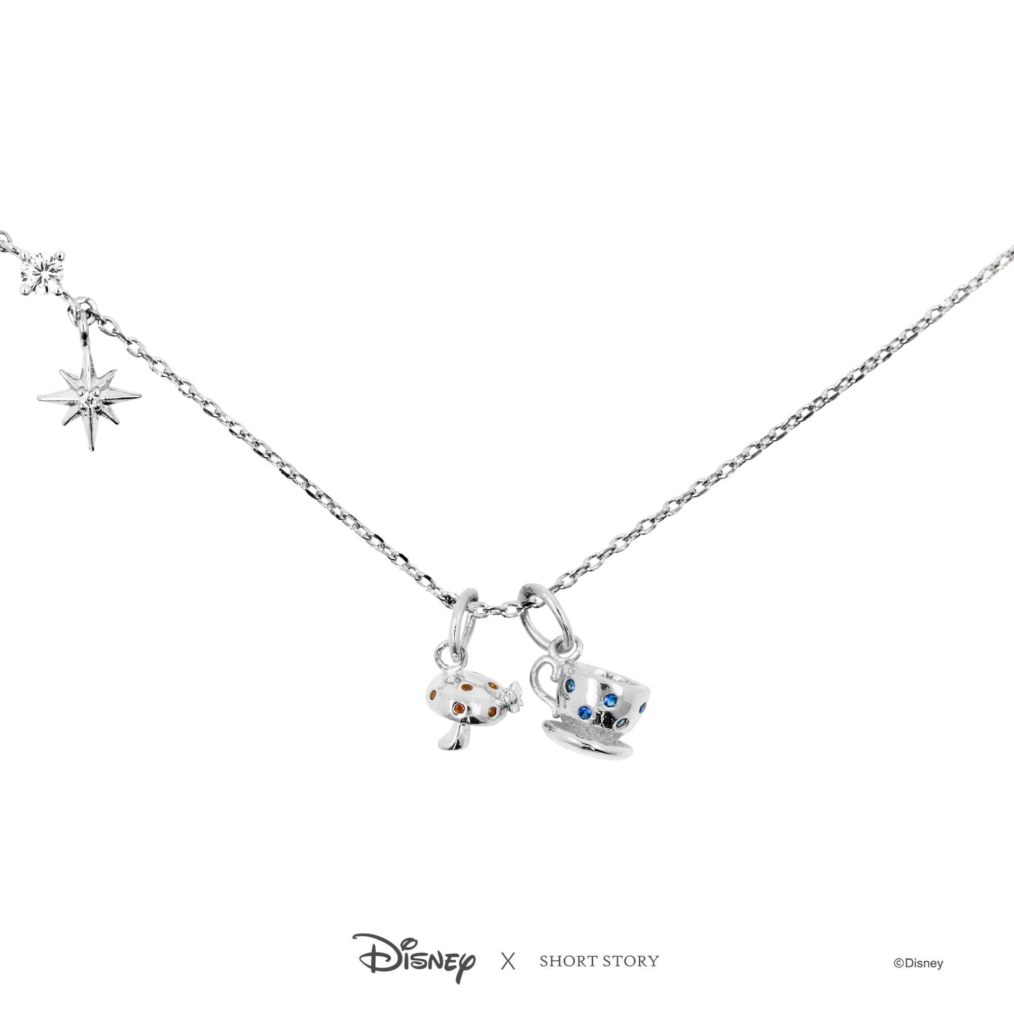 Disney Necklace Charm Diamante Alice Teacup
