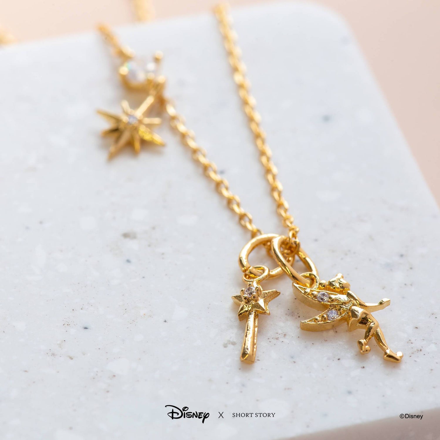 Disney Necklace Charm Diamante Tinker Bell