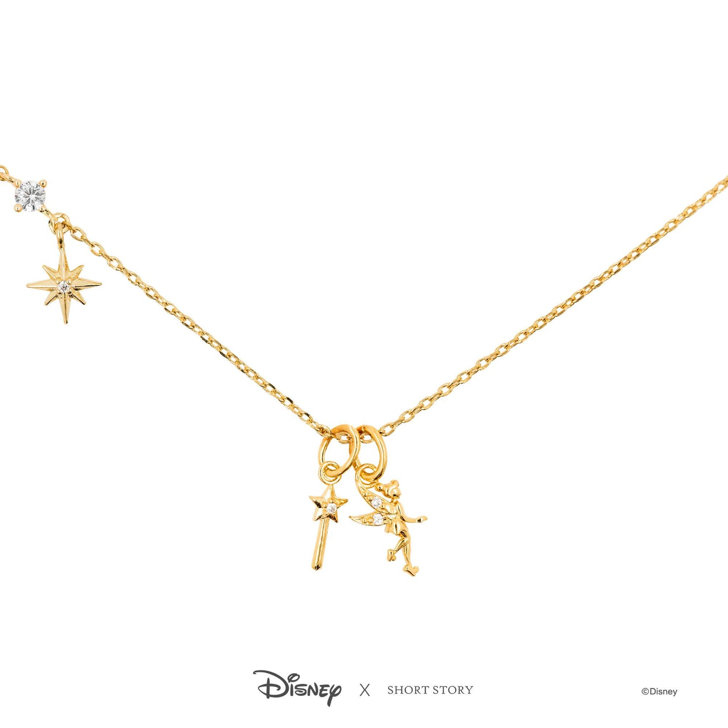 Disney Necklace Charm Diamante Tinker Bell