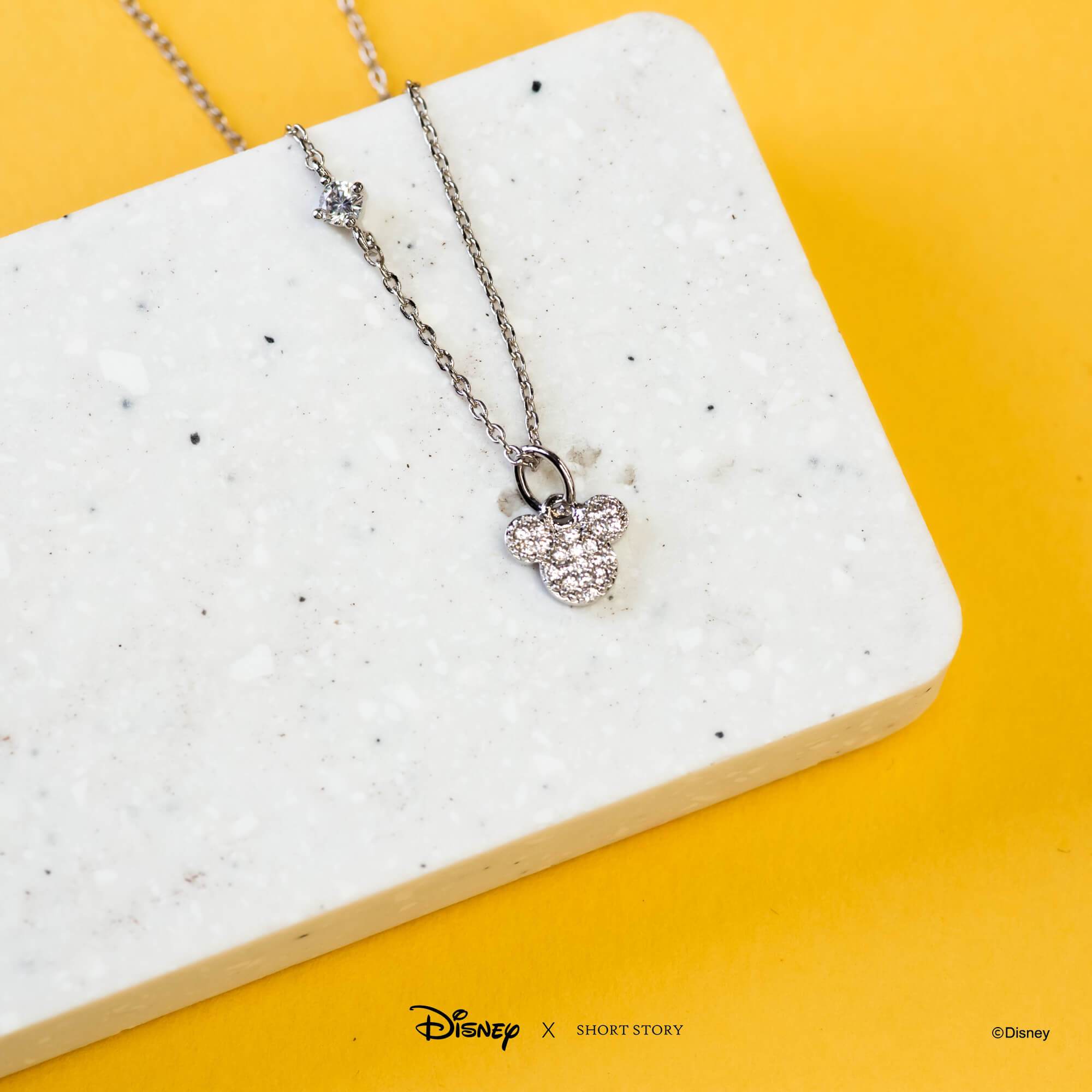 Disney Necklace Charm Diamante Mickey Ears