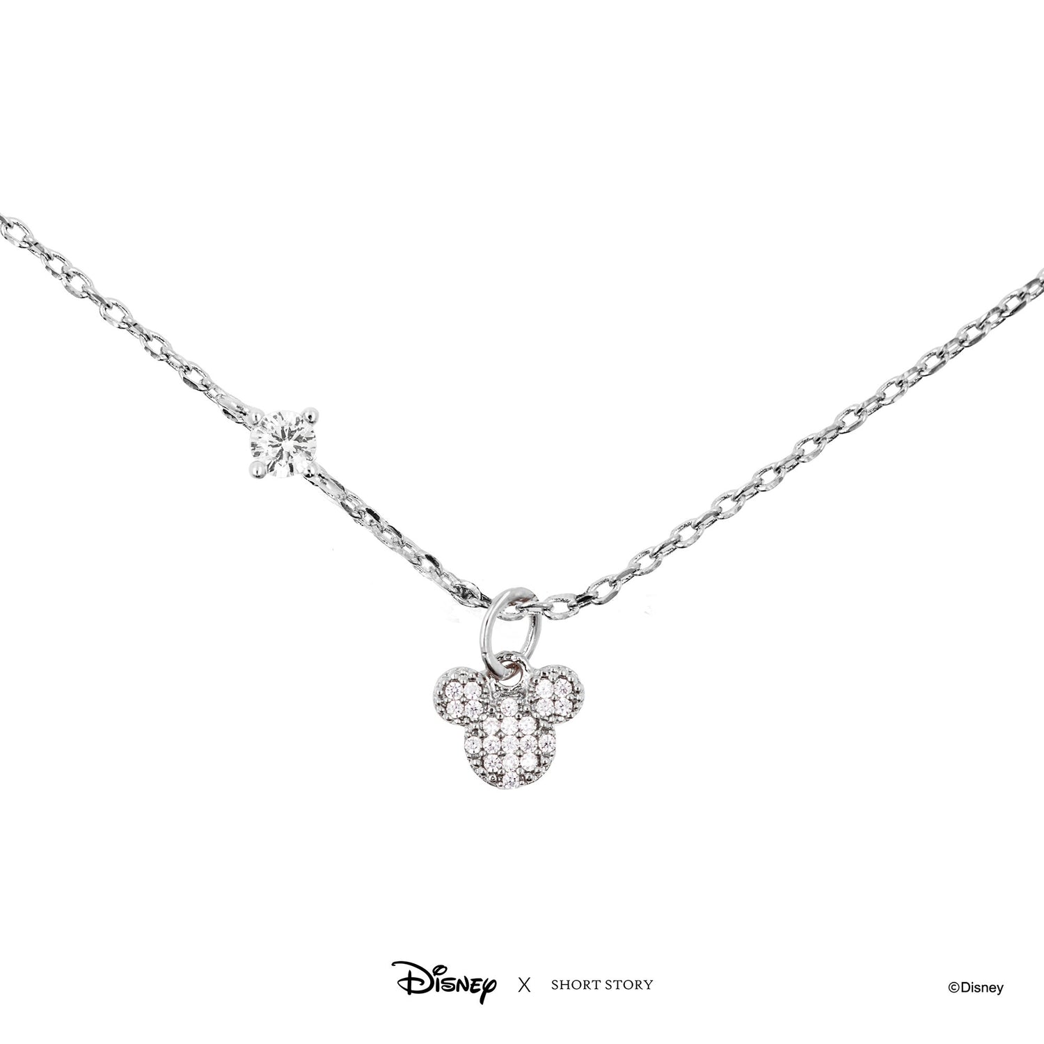 Disney Necklace Charm Diamante Mickey Ears