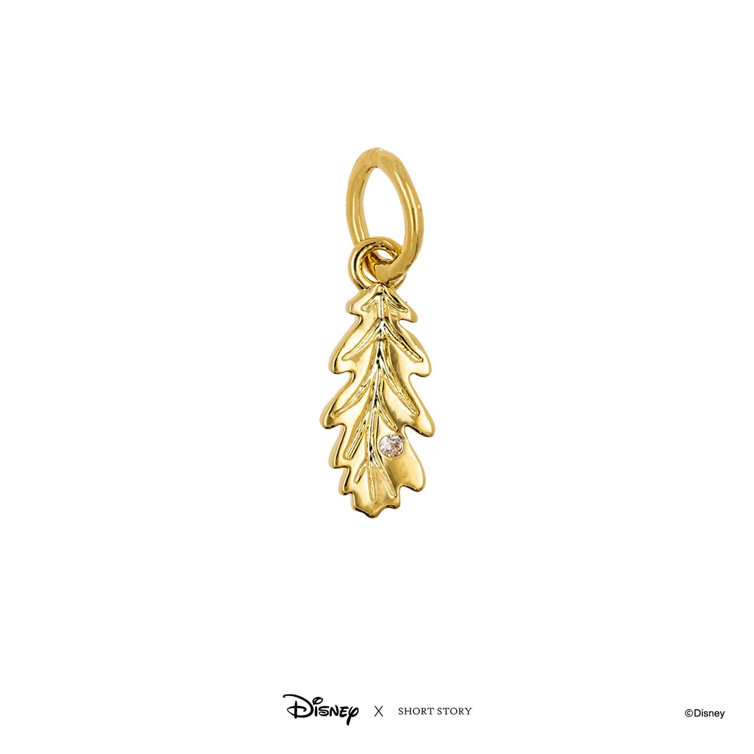 Disney Necklace Charm Diamante Thistle Leaf
